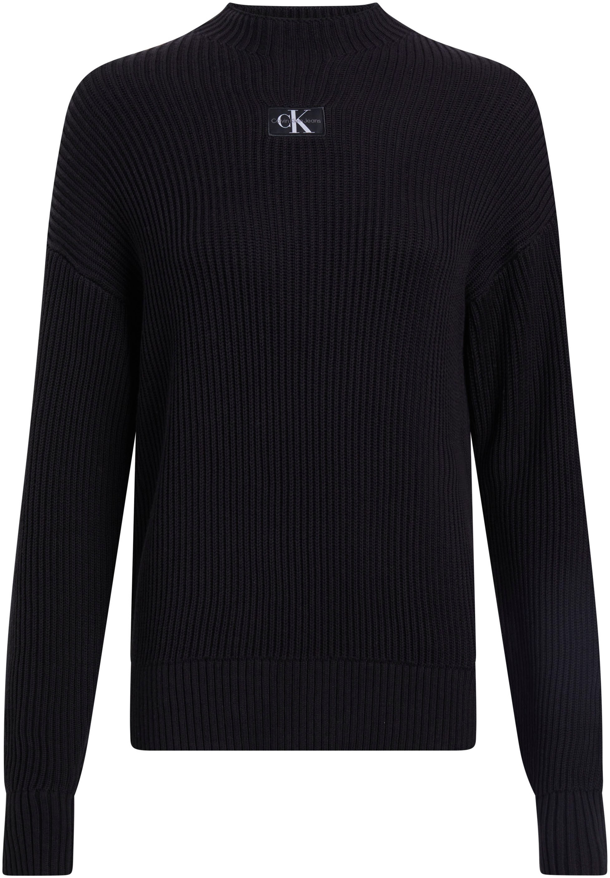 Calvin Klein Jeans Plus Stehkragenpullover »PLUS WOVEN LABEL LOOSE SWEATER«, in Grossen Grössen und mit Logopatch