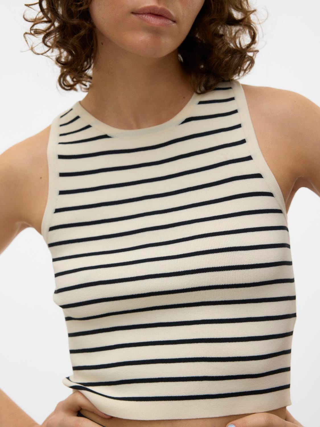 Vero Moda Strickpullover »VMGINNY SL O-NECK CROP TOP NOOS«, Stricktop in kurzer Form