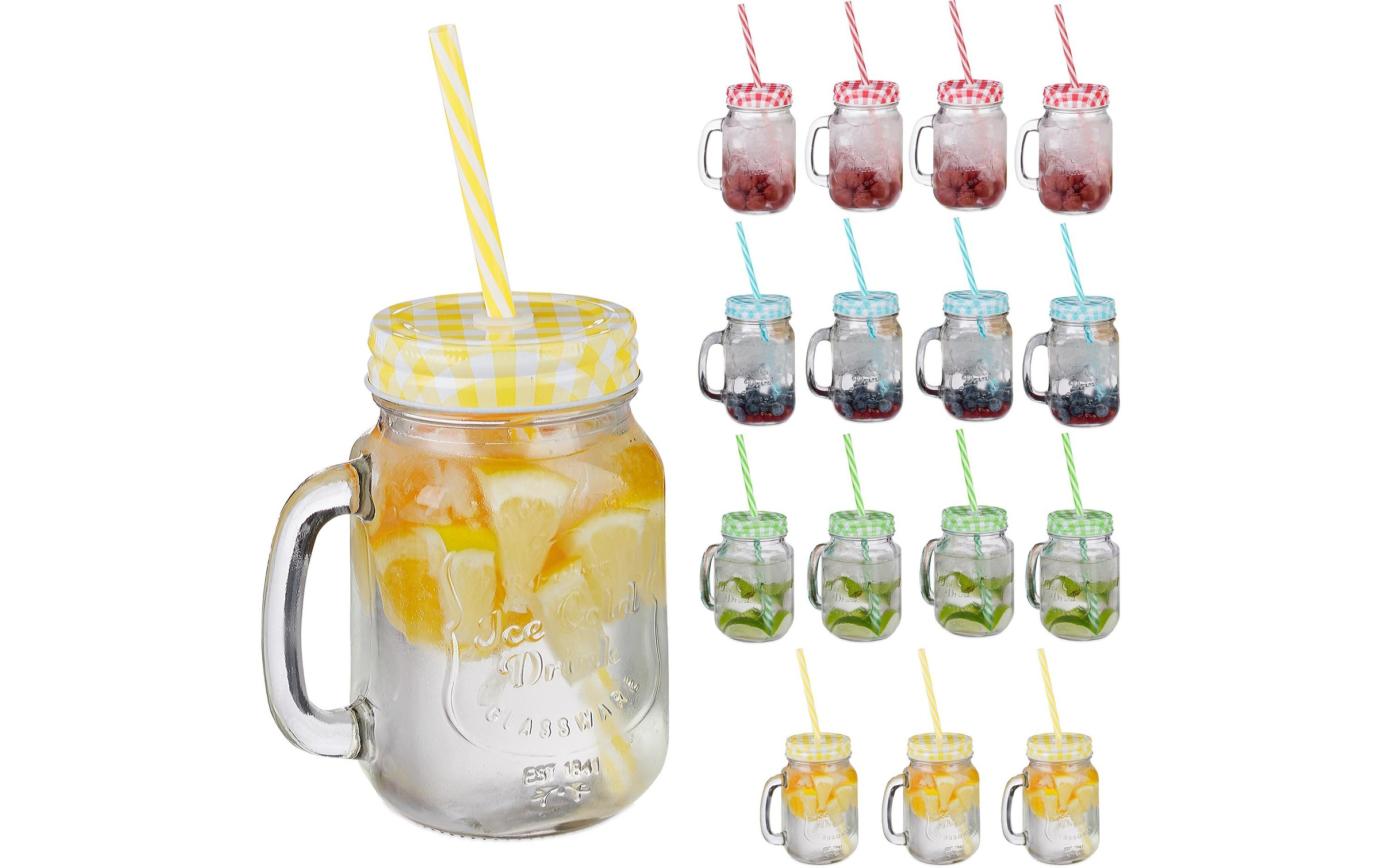 relaxdays Wasserkrug »Summer 500 ml 16 Stück«