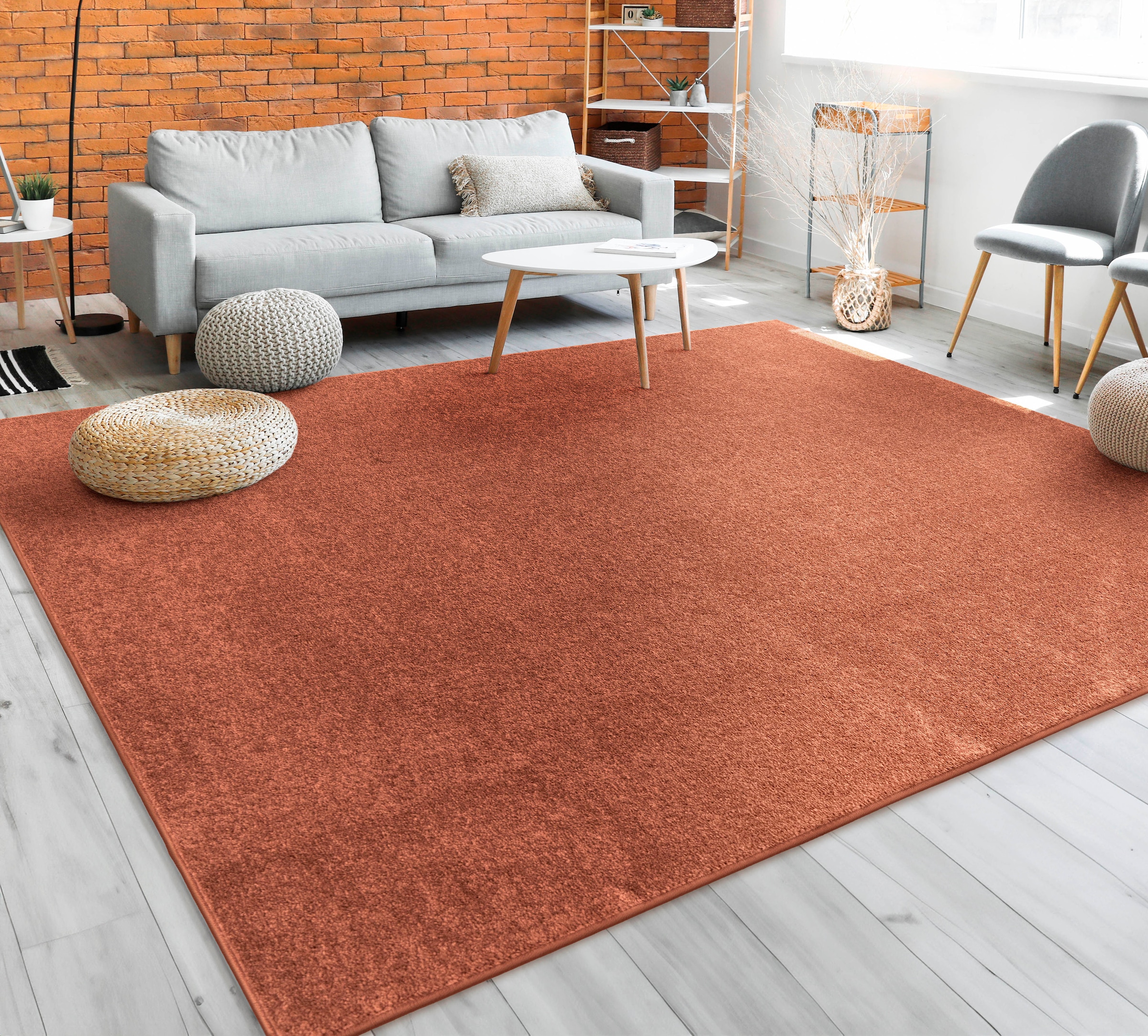 Paco Home Teppich »Porto 890«, rechteckig, 13 mm Höhe, Kurzflor, Uni-Farben, ideal im Wohnzimmer & Schlafzimmer