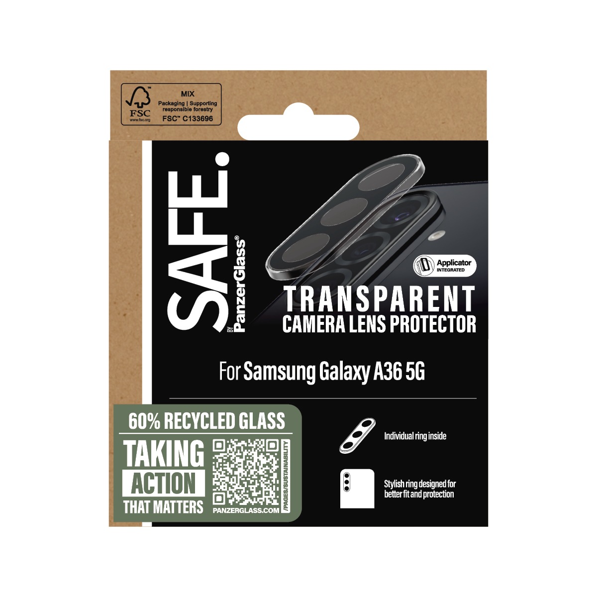 SAFE by PanzerGlass Kameraschutzglas »Camera Lens Protector«, für Samsung Galaxy A36, Kameraschutz, Lens Glas, Linsenschutz, kratz- & stossfest