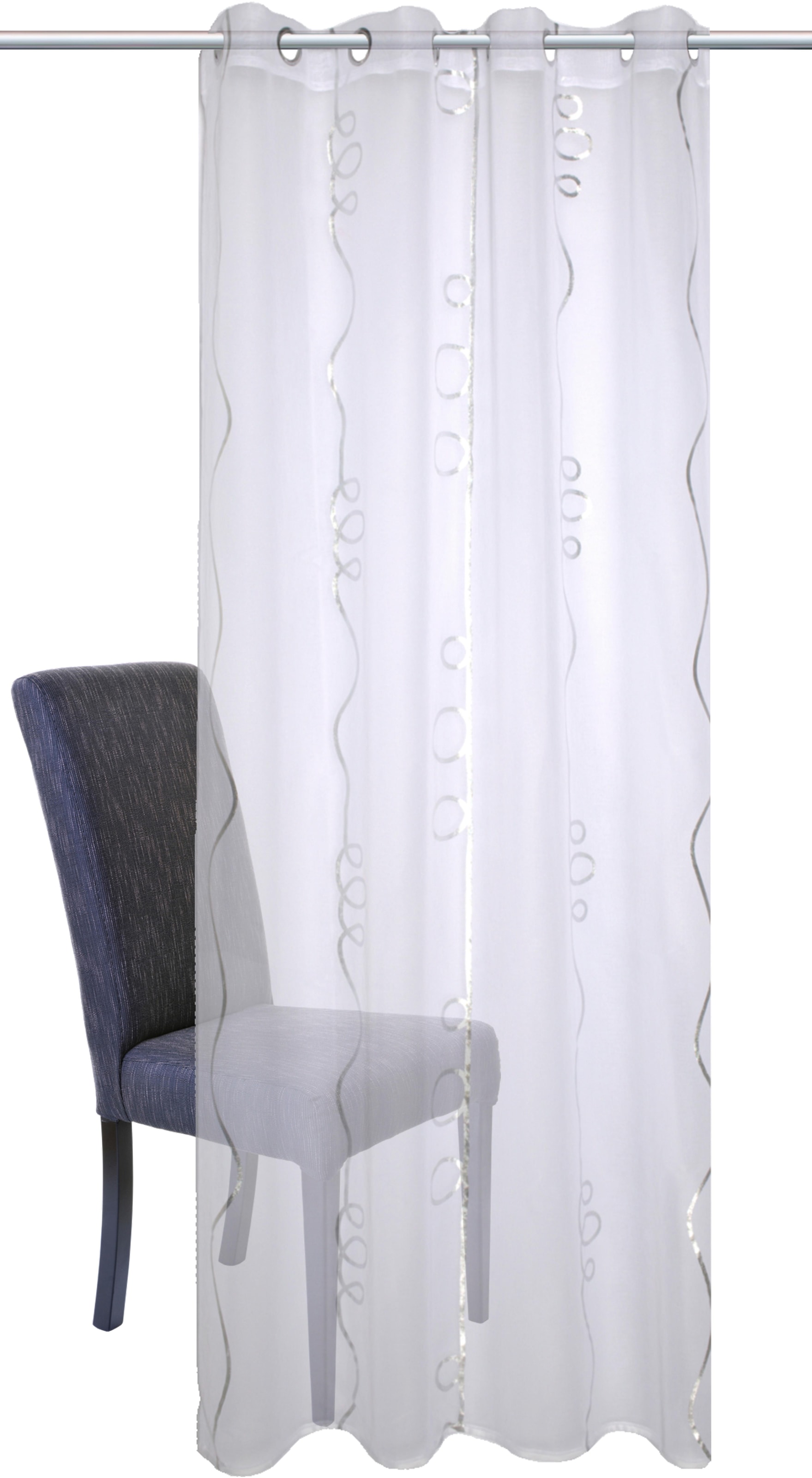 HOME WOHNIDEEN Gardine »LOOPY«, (1 St.), HxB: 245x140, Ösenschal mit Silberfarbendruck