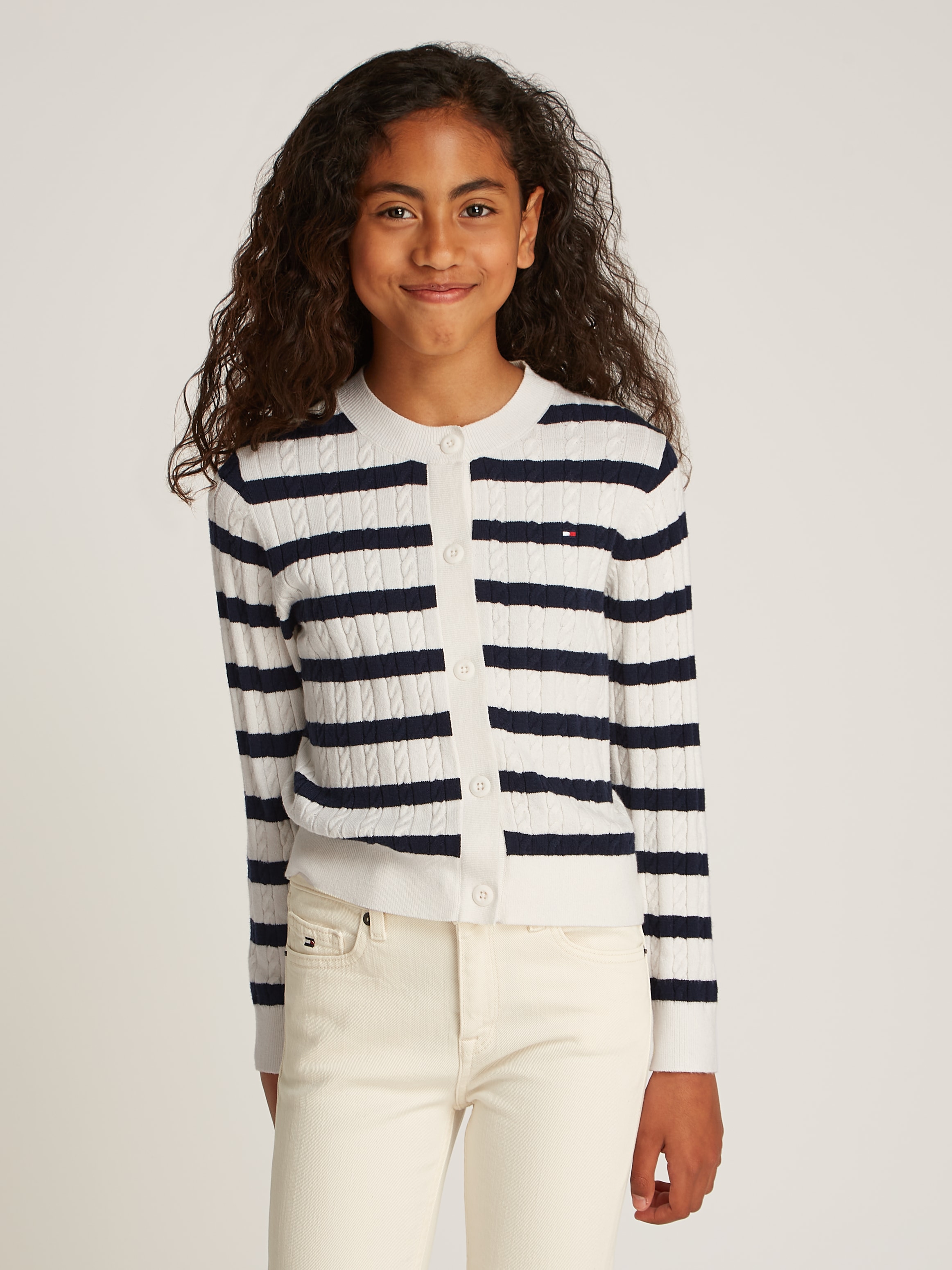 TOMMY HILFIGER Strickjacke »MINI CABLE CARDIGAN«, mit kleinem Zopfmuster