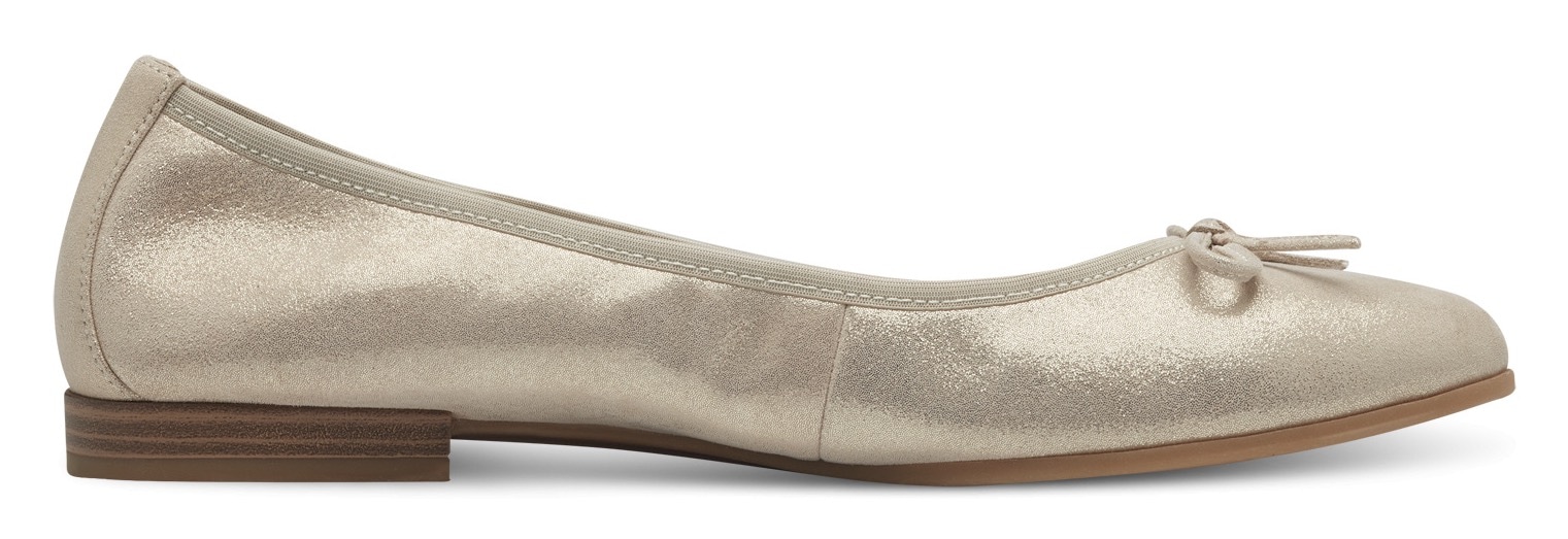 Tamaris Ballerina, Festtagsschuh, Hochzeitsschuh, Flats mit Schleife im Metallic Look