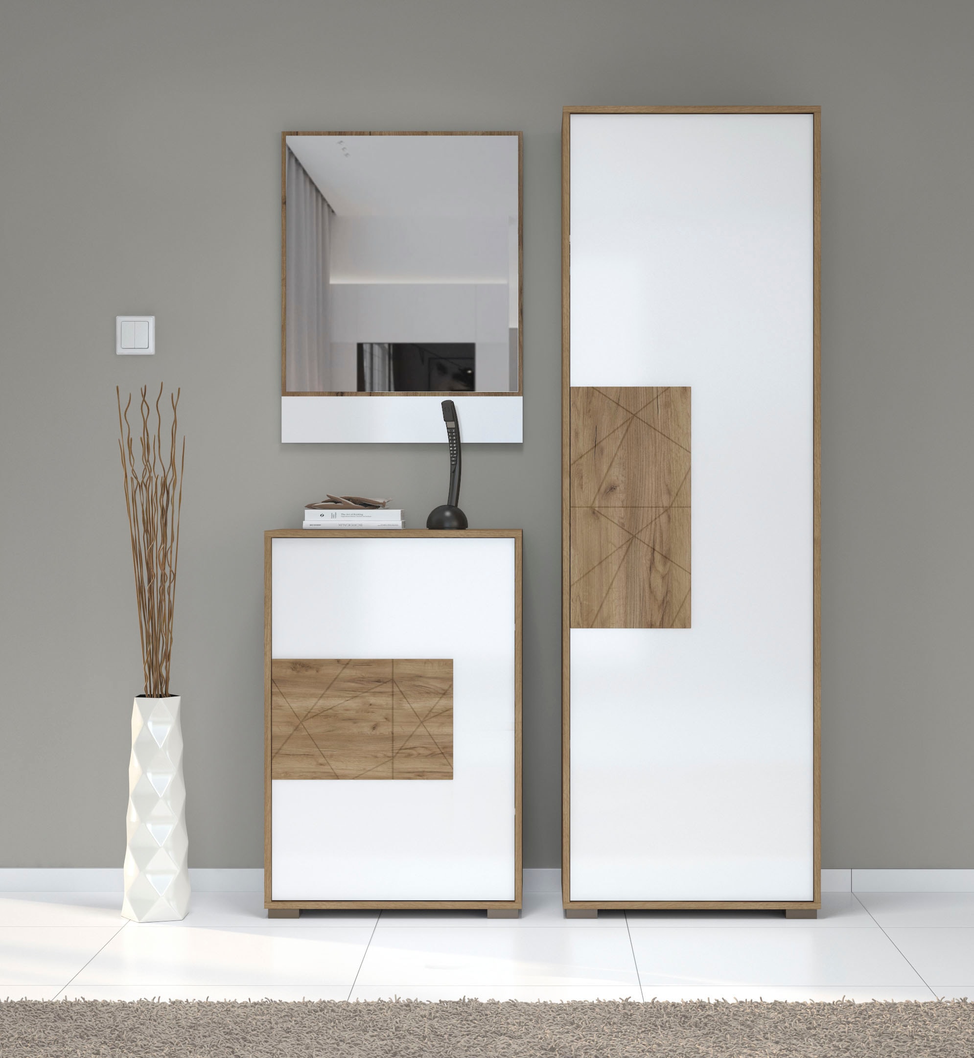 Places of Style Garderobenschrank »Stela«, (H/B/T): 197/62,4/35,7cm), mit Push-to-open-Funktion