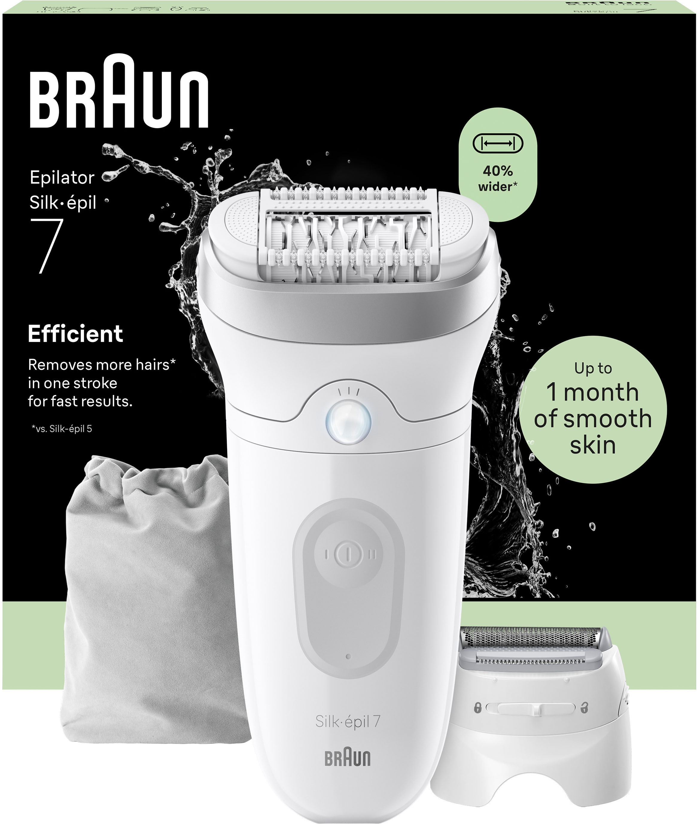 Braun Epilierer "Silk-épil 7 7-041" Rasier- & Trimmeraufsatz, Wet&Dry