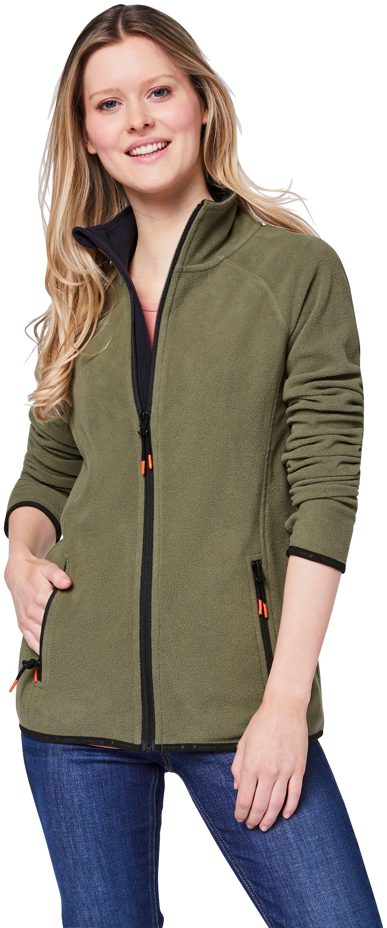 GARDENA Fleecejacke, ohne Kapuze, schlanke Passform