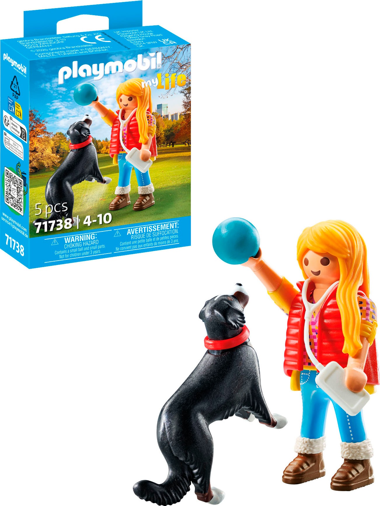 Playmobil Konstruktions-Spielset "Frau mit Sennenhund (71738), Playmobil My Life"