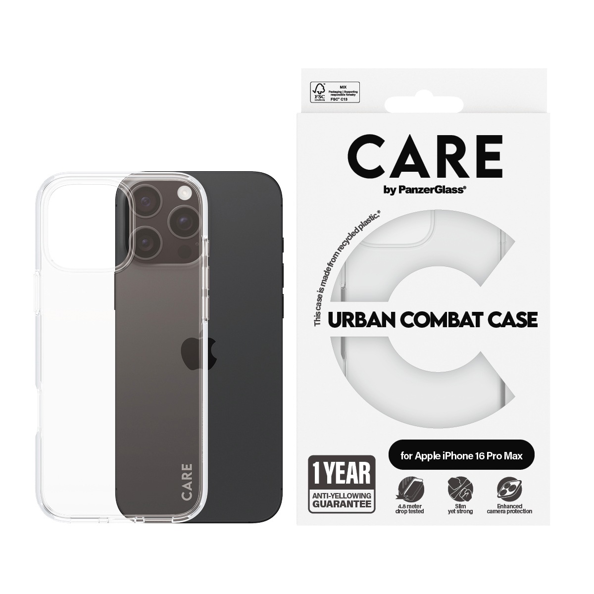 CARE by PanzerGlass Handyhülle »Urban Combat Case für Apple iPhone 16 Pro Max« Backcover, Schutzhülle, Handyschutzhülle, Case, Schutzcase, stossfest