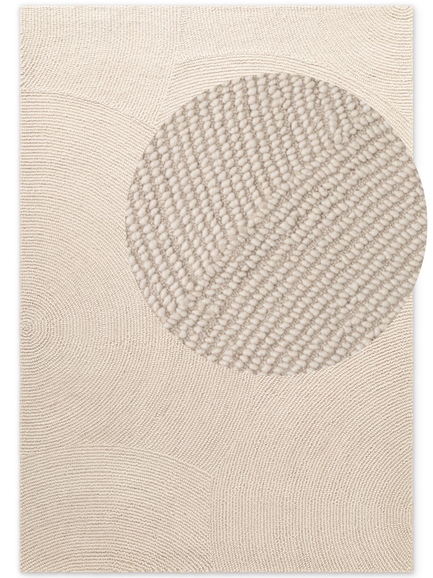 THE RUGS Eleni Wool Rug Hand Tufted Wool Geometric Area Rug Scandinavian Style in Cream | Size: 160cm x 230cm