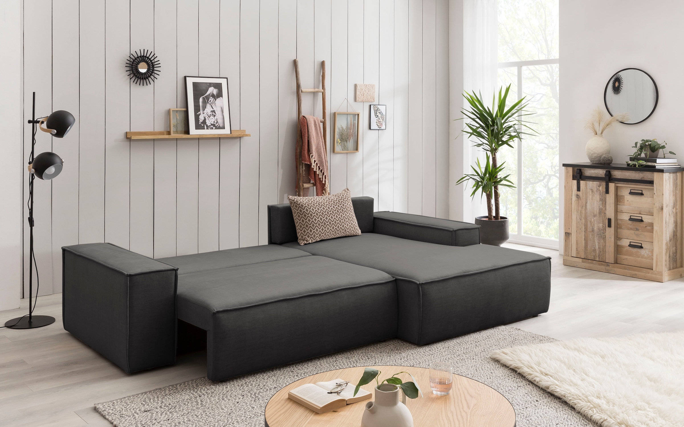 Ecksofa SHERWOOD Schlafsofa, mit Bettkasten, Cord-Bezug