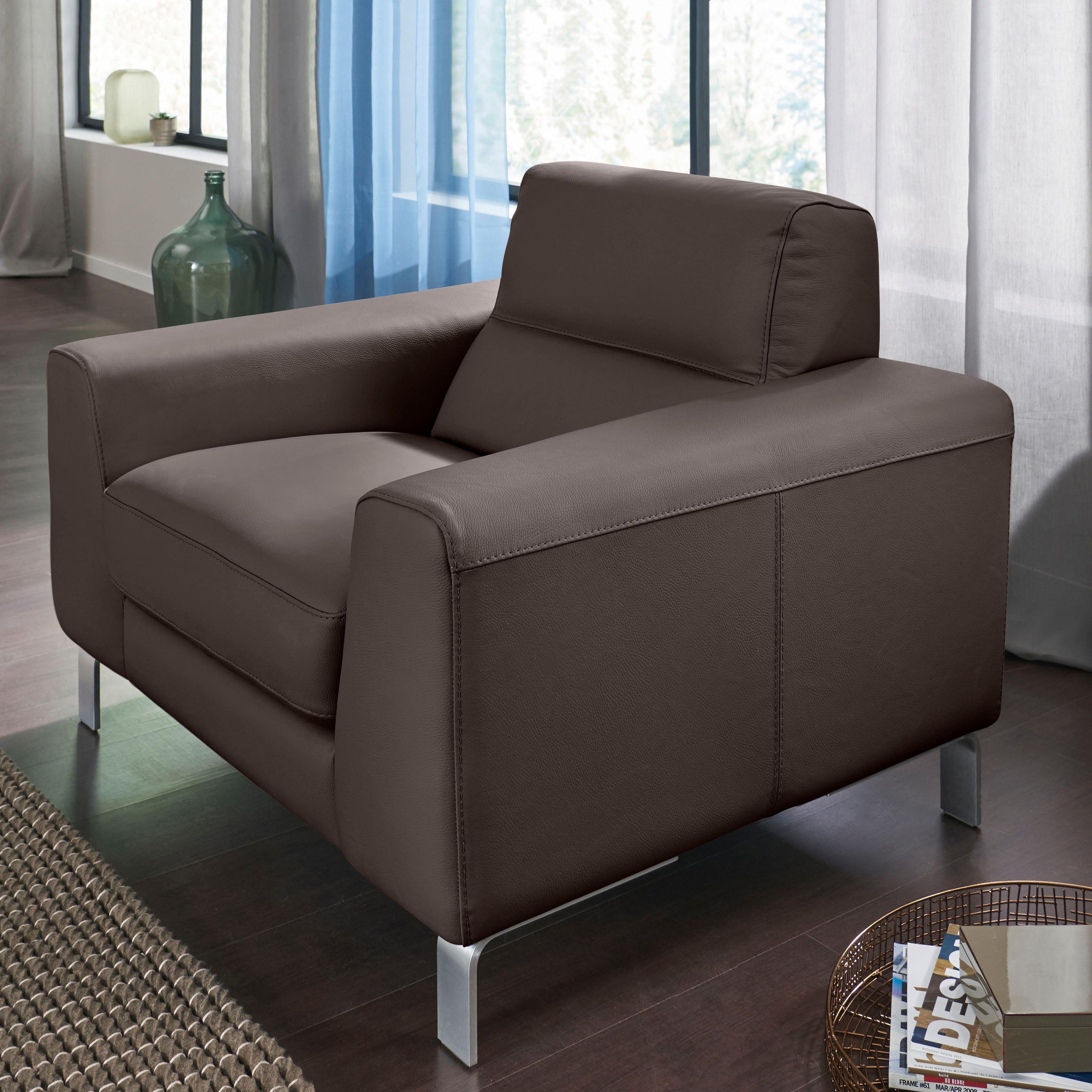 CALIA ITALIA Sessel »Simon Loungesessel, Designsessel, sehr bequem«, in zwei Lederqualitäten