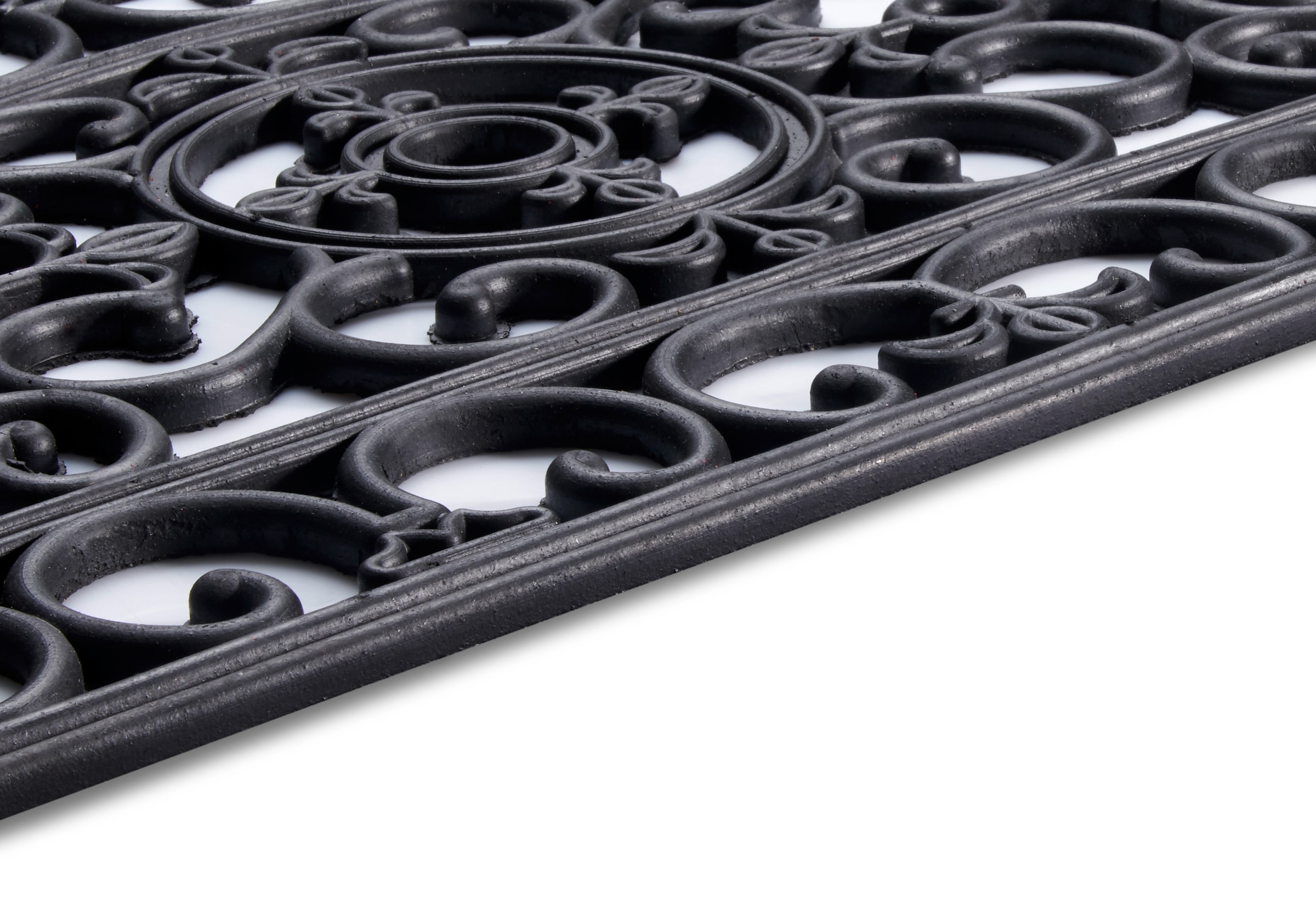 HANSE Home Fussmatte »Mix Mats Gusseisen-Optik Gummi Fleur, Türmatte«, halbrund, 8 mm Höhe, Strapazierfähig, pflegeleicht, robust, wetterfest, UV-beständig
