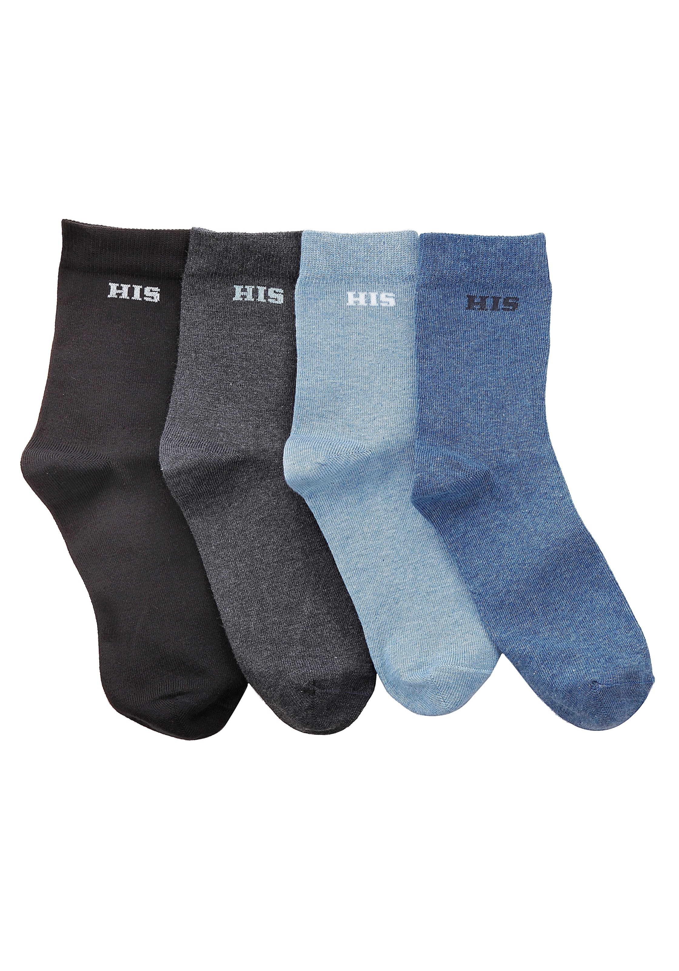 H.I.S Basicsocken, (Packung, 4 Paar), mit eingestricktem Markenlogo