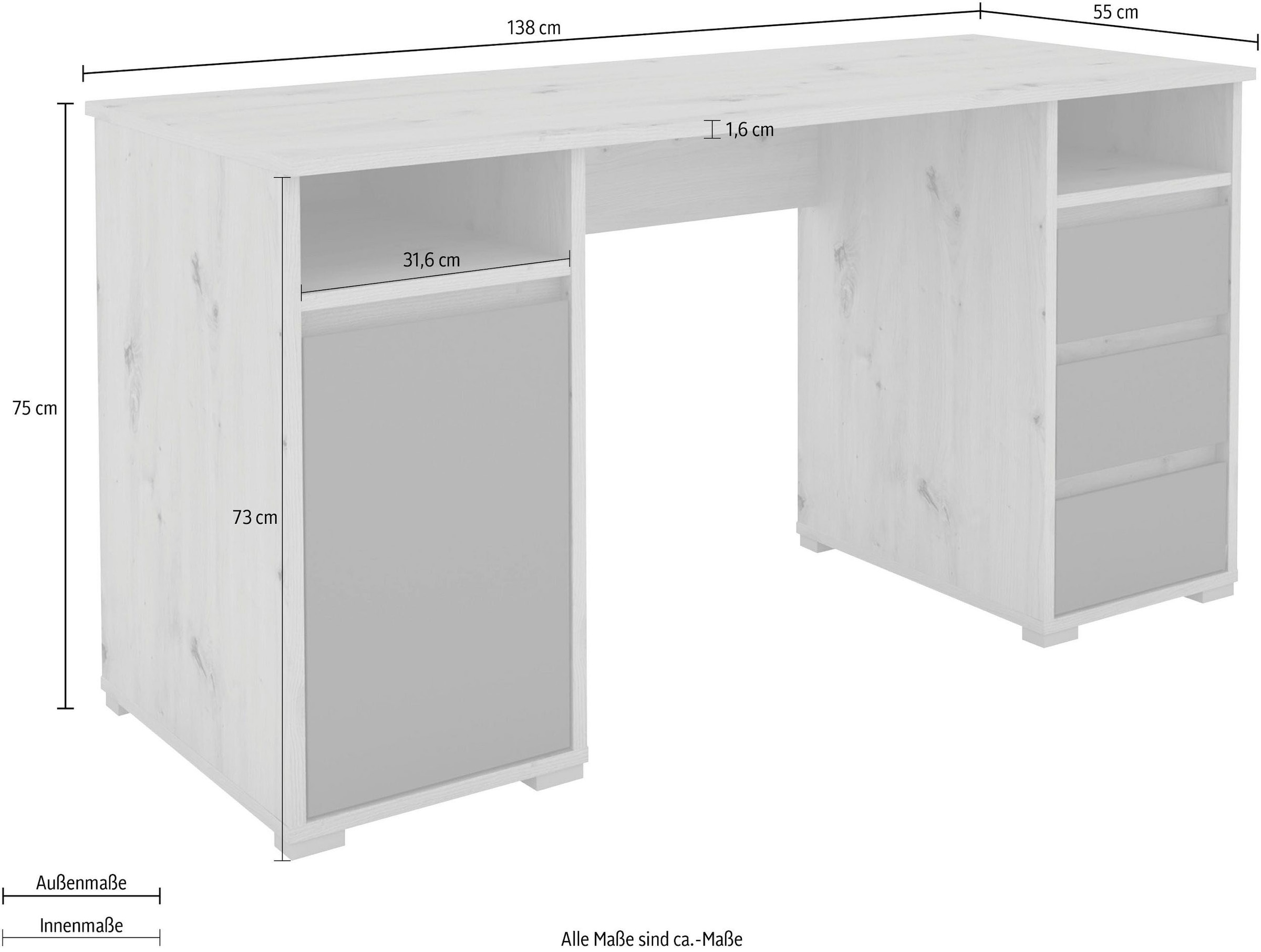 byLIVING Schreibtisch »Lobo«, Breite 138 cm