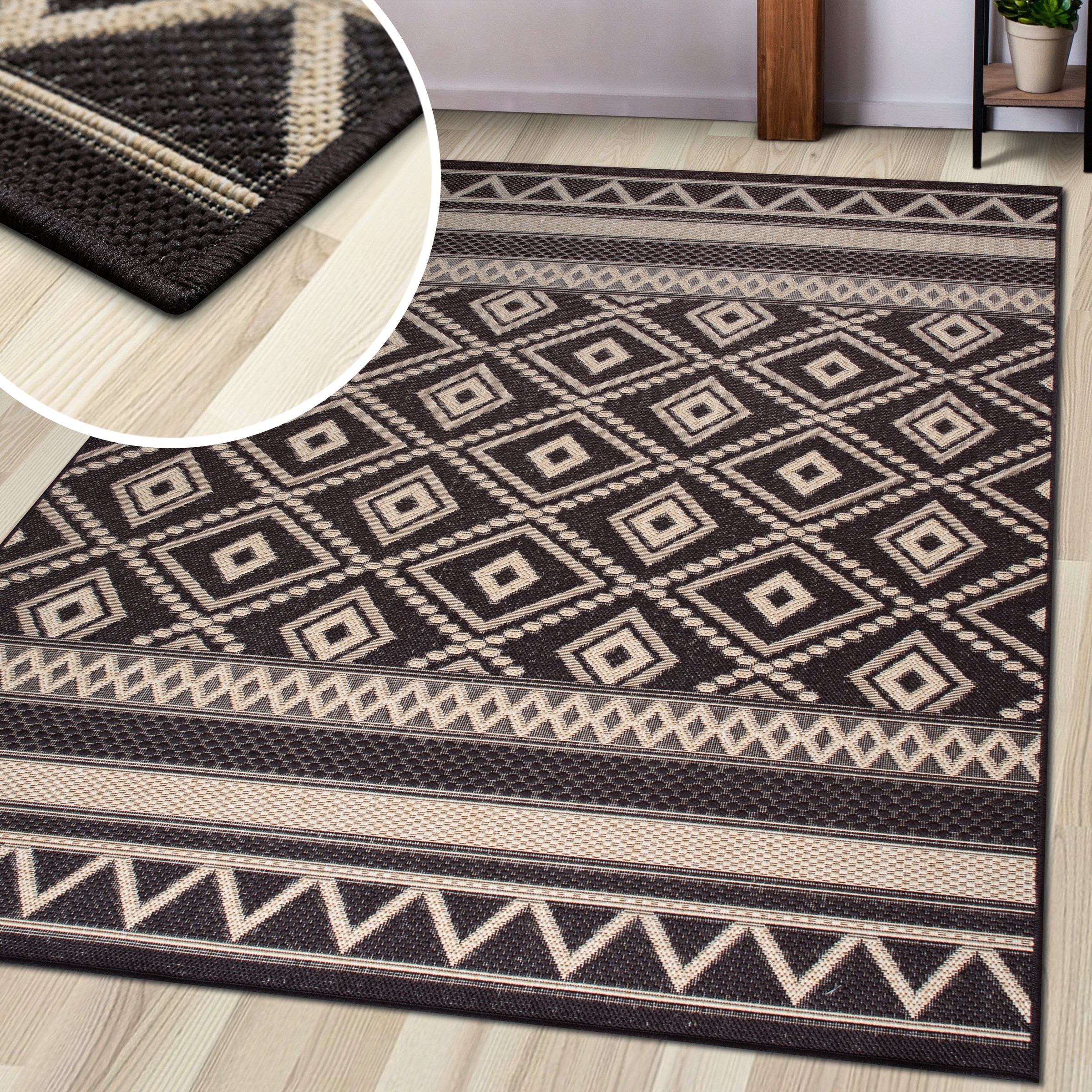 my home Teppich »Toronto auch als Läufer erhältlich«, rechteckig, 3 mm Höhe, In- und Outdoor geeignet, Sisal-Optik, Wetterfest & UV-beständig, Boho