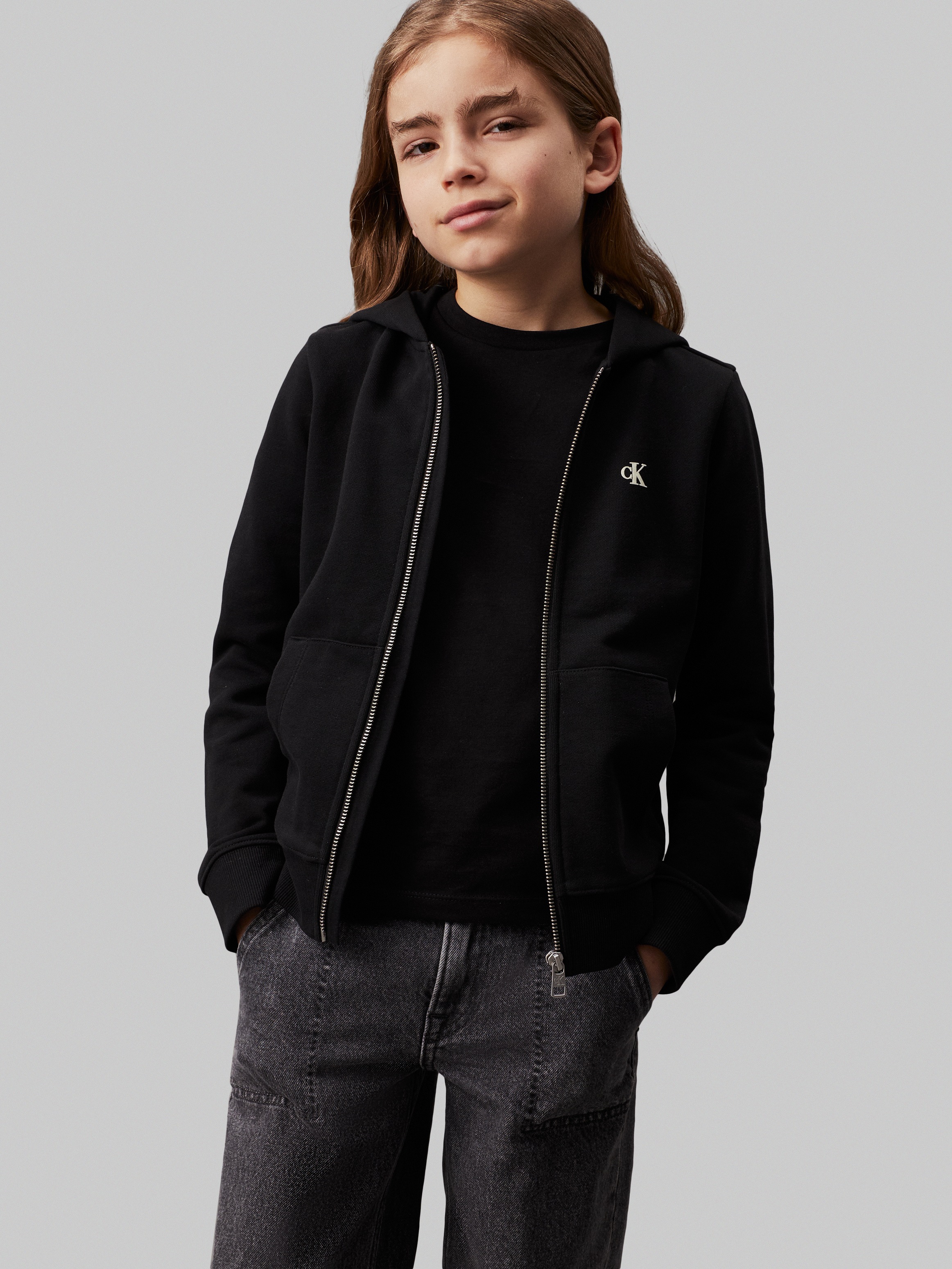 Sweatjacke »MINI HERO FLOCK ZIP-THROUGH«, für Kinder bis 16 Jahre und Markenlabel