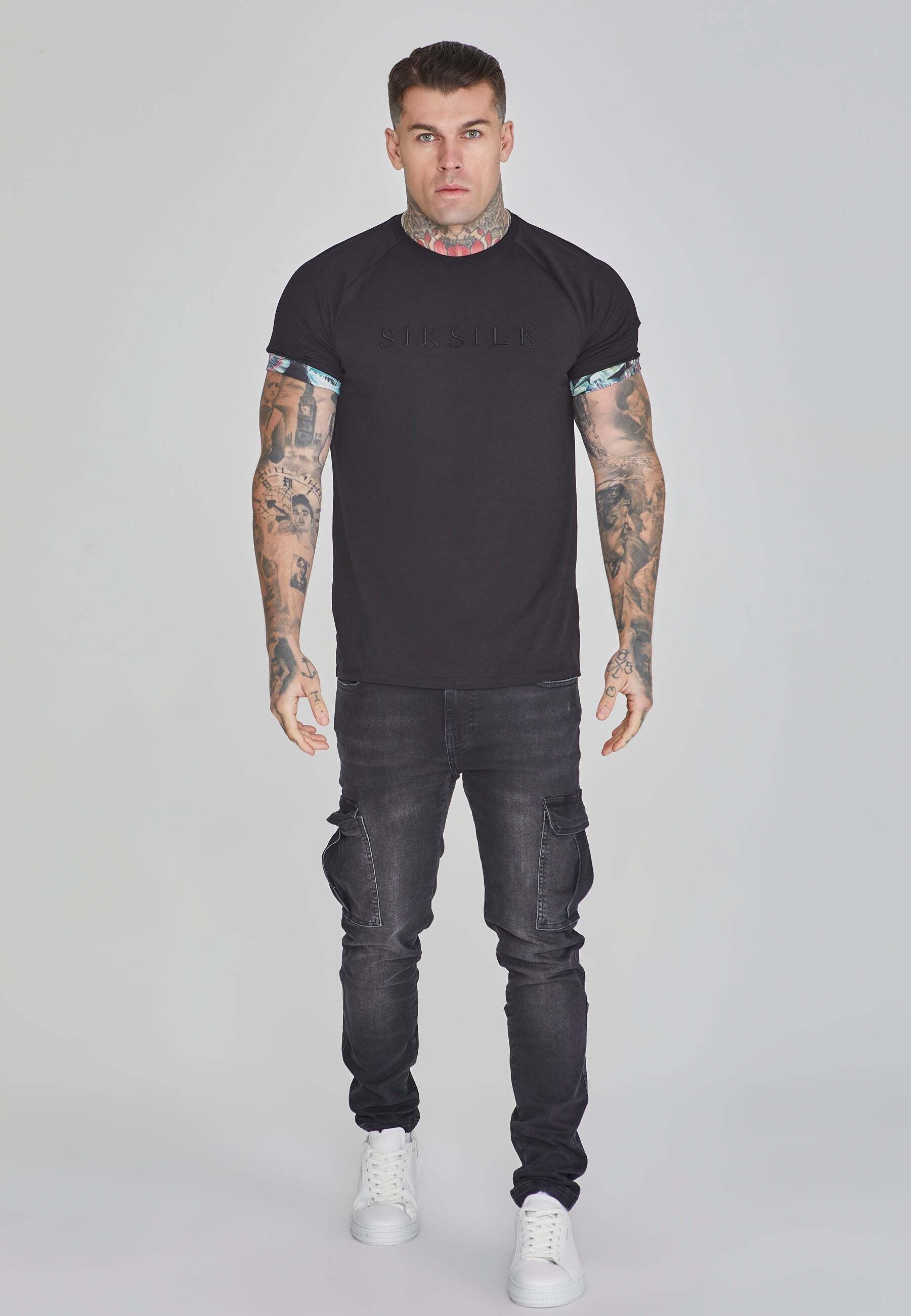 Siksilk T-Shirt »Siksilk T-Shirt Roll Sleeve T-Shirt in Black«