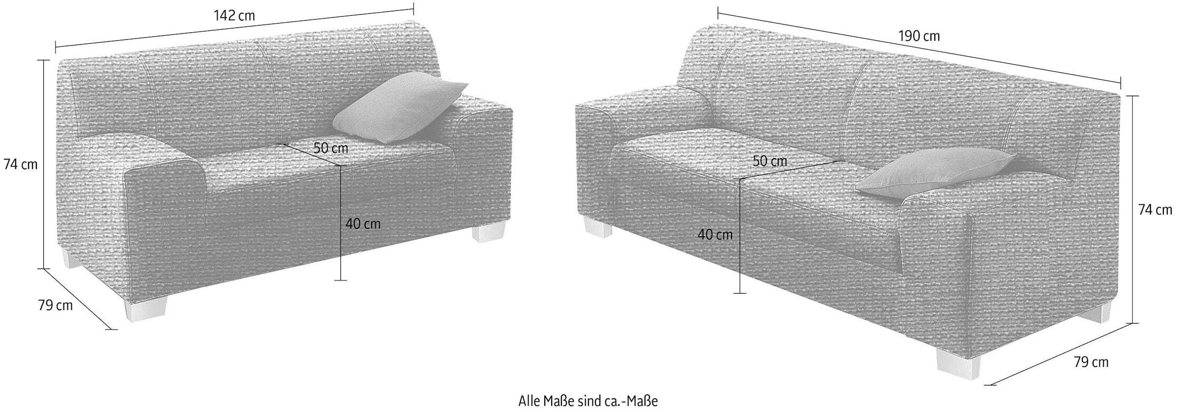 DOMO collection Polstergarnitur »Amando«, (Spar-Set), bestehend aus 2er- und 3er-Sofa