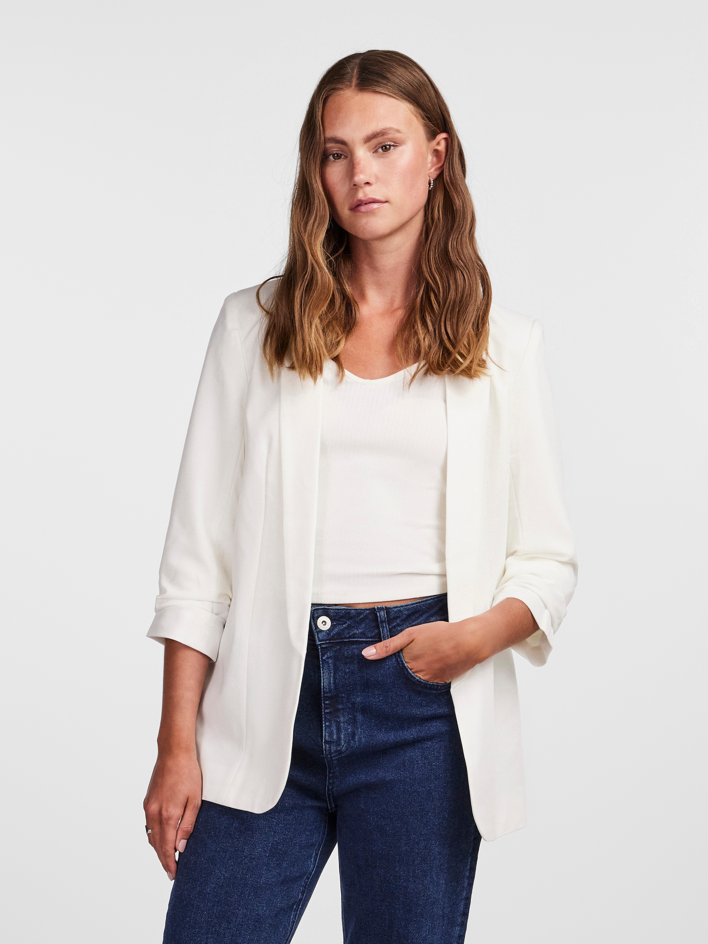 pieces Blusenblazer »PCBOSELLA 3/4 BLAZER NOOS« Materialmix, regular fit