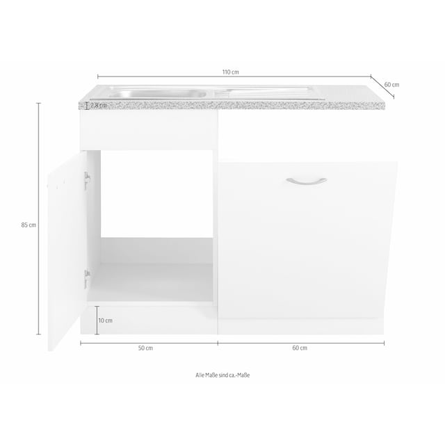 wiho Küchen Spülenschrank »Kiel«, 110 cm breit, inkl. Tür/Griff/Sockel für  Geschirrspüler online kaufen | Jelmoli-Versand