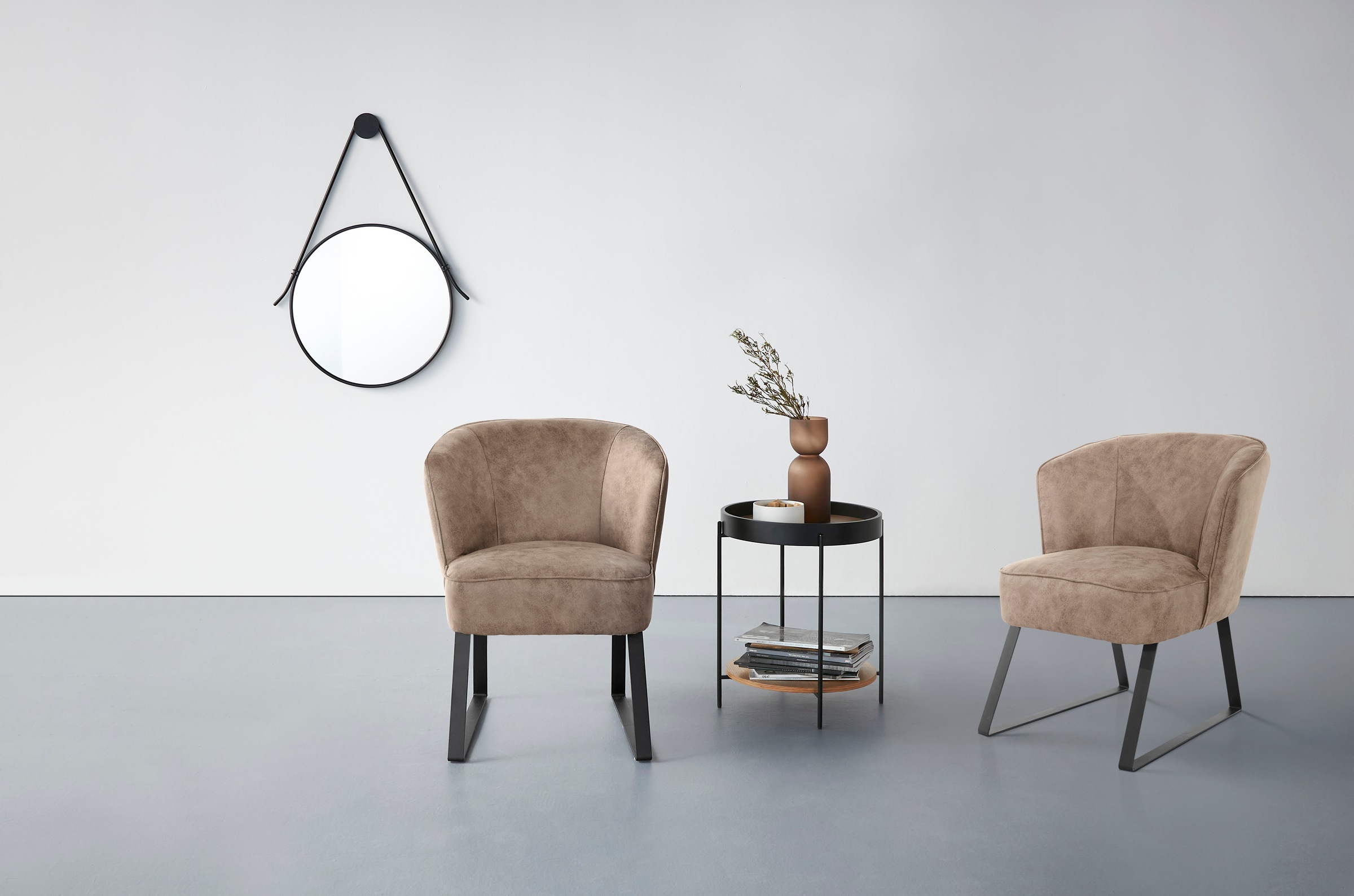 exxpo - sofa fashion Sessel »Americano, Loungesessel«, mit Keder und Metallfüssen, Bezug in verschiedenen Qualitäten, 1 Stck.