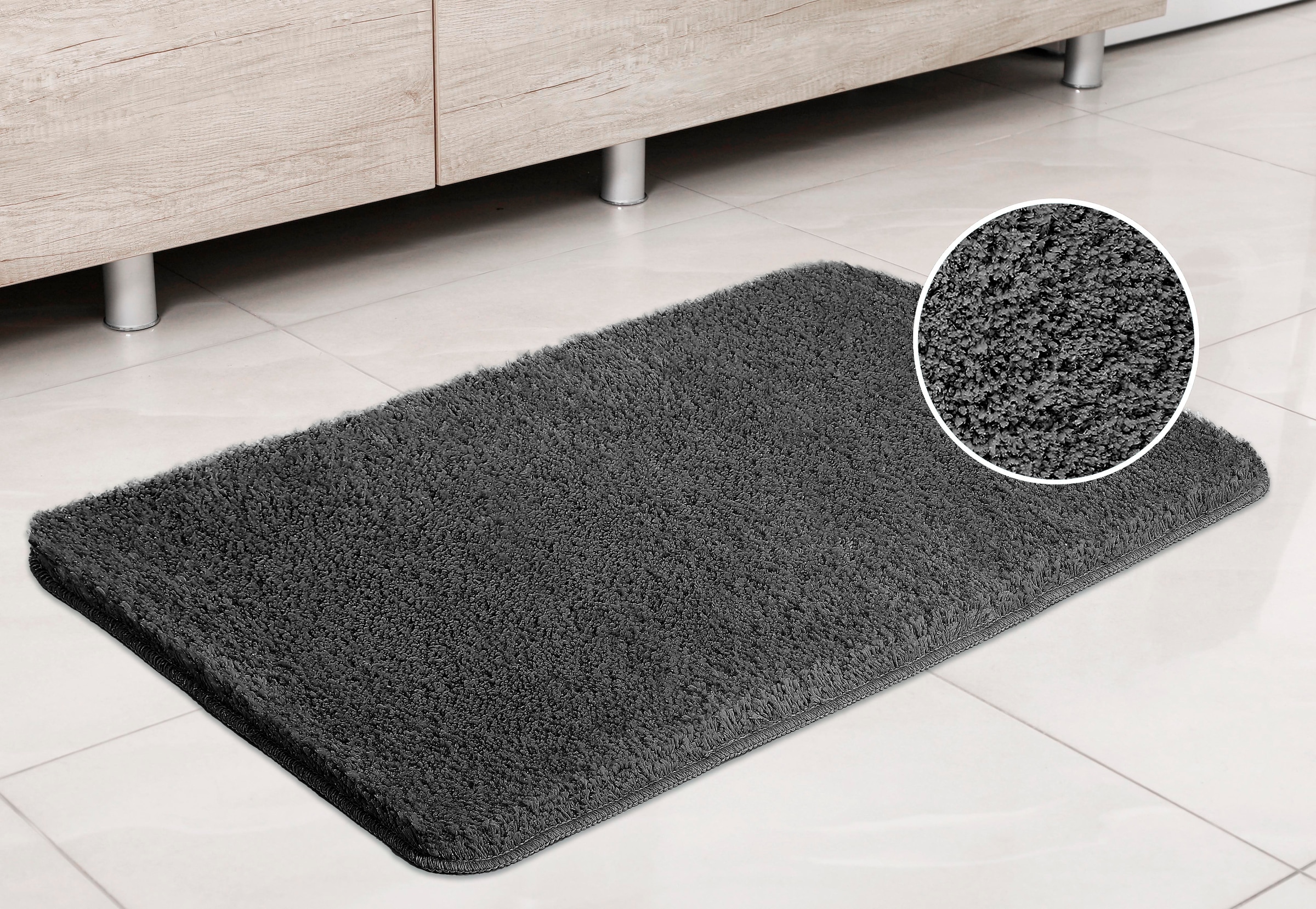 my home Badematte »Glitzer, Badvorleger, Badezimmer Teppich«, rutschhemmend beschichtet, fussbodenheizungsgeeignet-schnell trocknend-strapazierfähig, Badteppich, Akzente durch Glitzer-Garn
