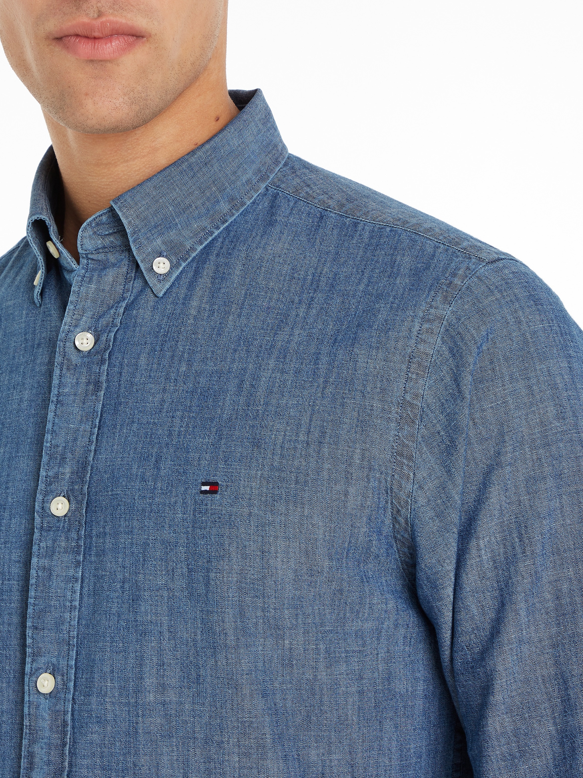 Tommy Hilfiger Langarmhemd »CHAMBRAY SOLID RF SHIRT«