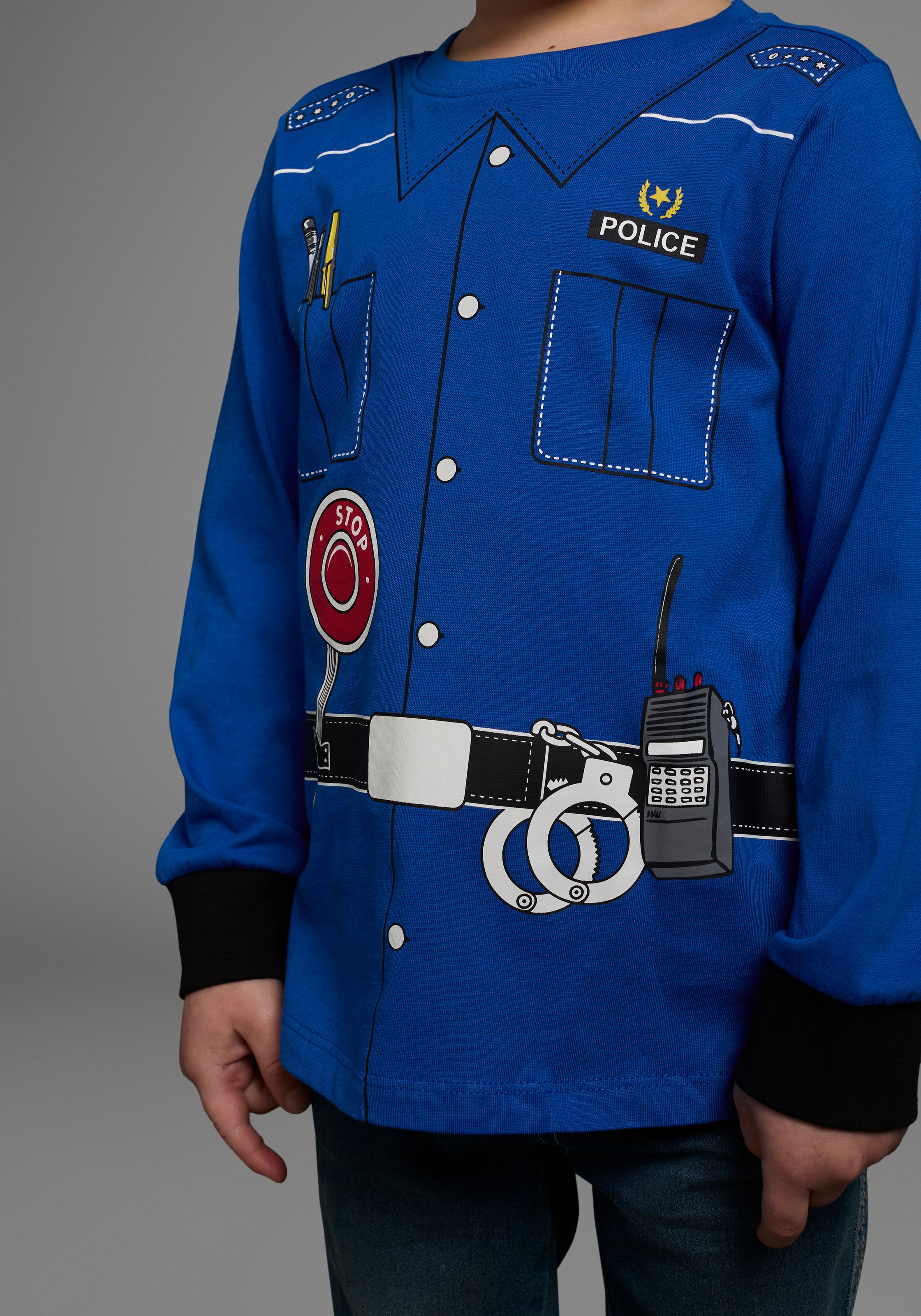 KIDSWORLD Langarmshirt »POLIZEI«, Langarm, Basic-Passform, bedruckt, Rundhalsausschnitt