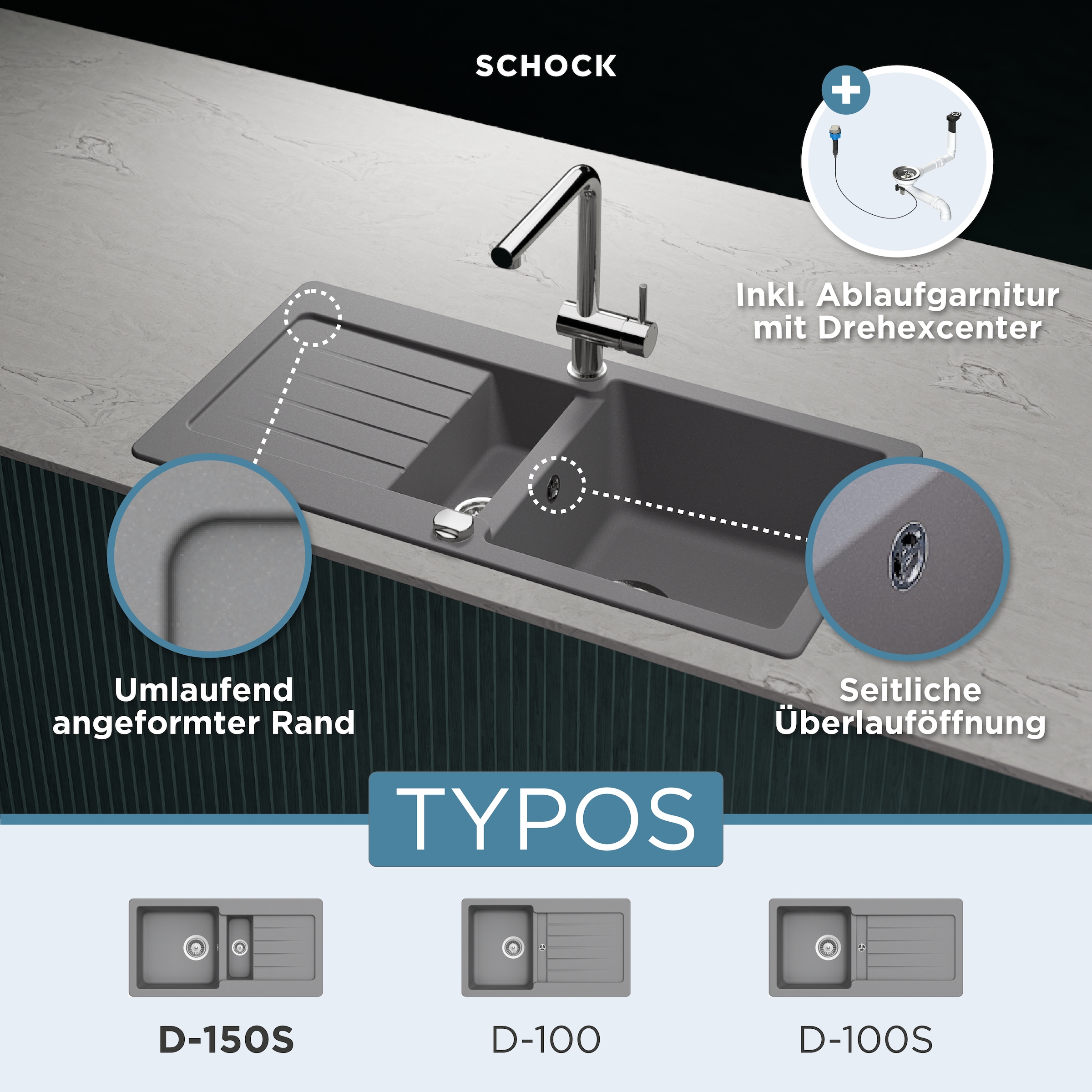 Schock Granitspüle »Typos DS«, mit Restebecken