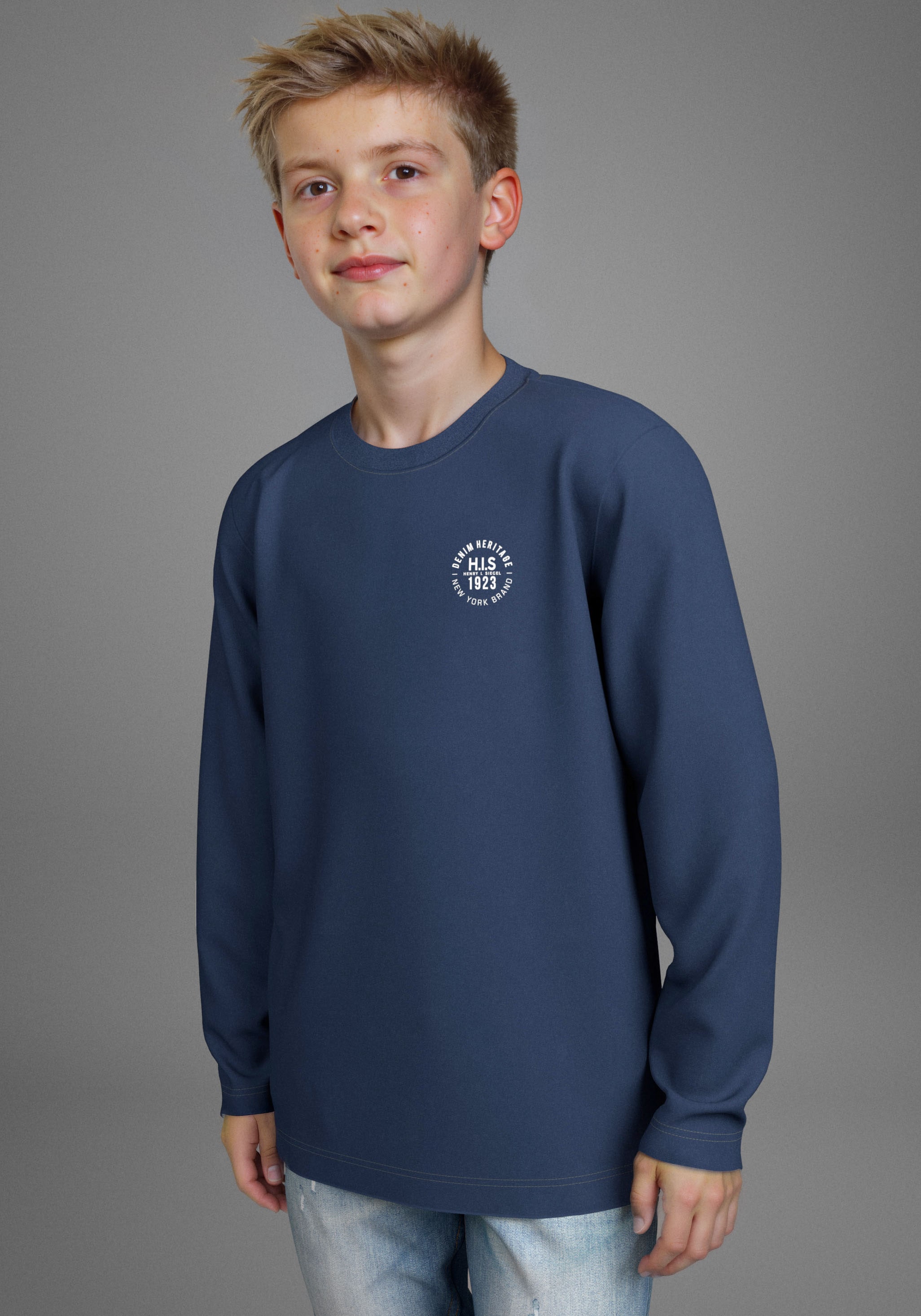 H.I.S Langarmshirt »2er Pack Shirts mit Logoprint«, (Packung, 2 tlg., 2), NEU: HIS für TEENS! 2er Pack Shirts