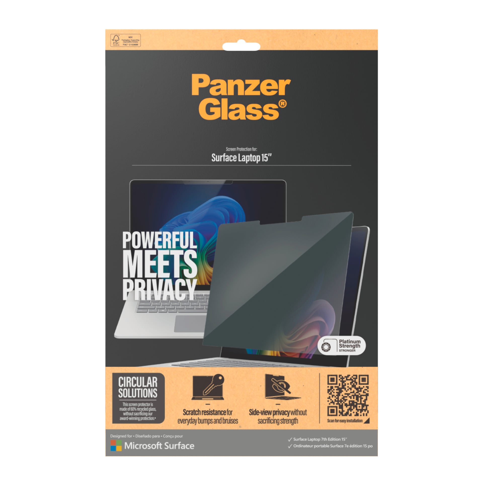 CARE by PanzerGlass Displayschutzfolie »Privacy Filter Screen Protector«, für Microsoft Laptop 15 7th Edition, Displayschutz, Schutzfolie, Blickschutz, kratz- & stossfest