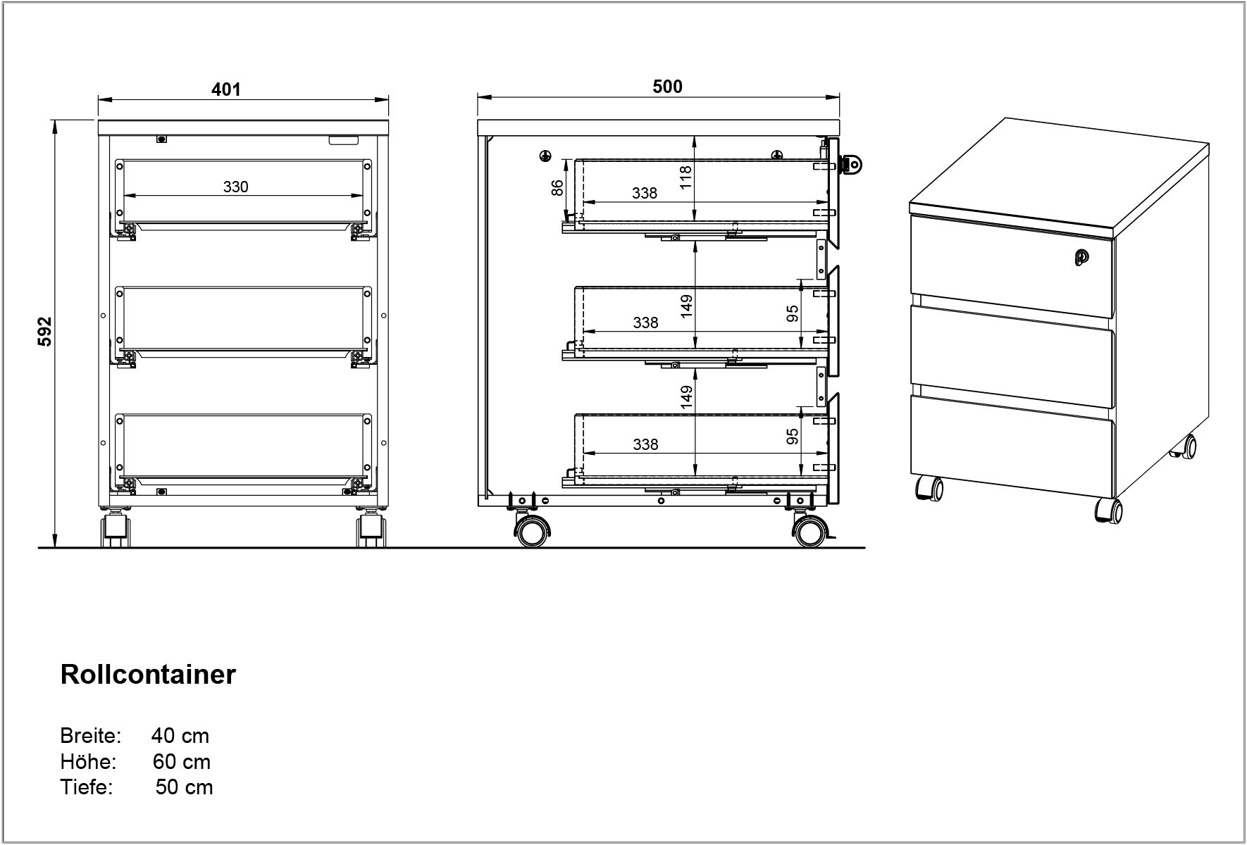 GERMANIA Rollcontainer »GW-Lissabon Rollcontainer«, mit abschliessbarer Schublade
