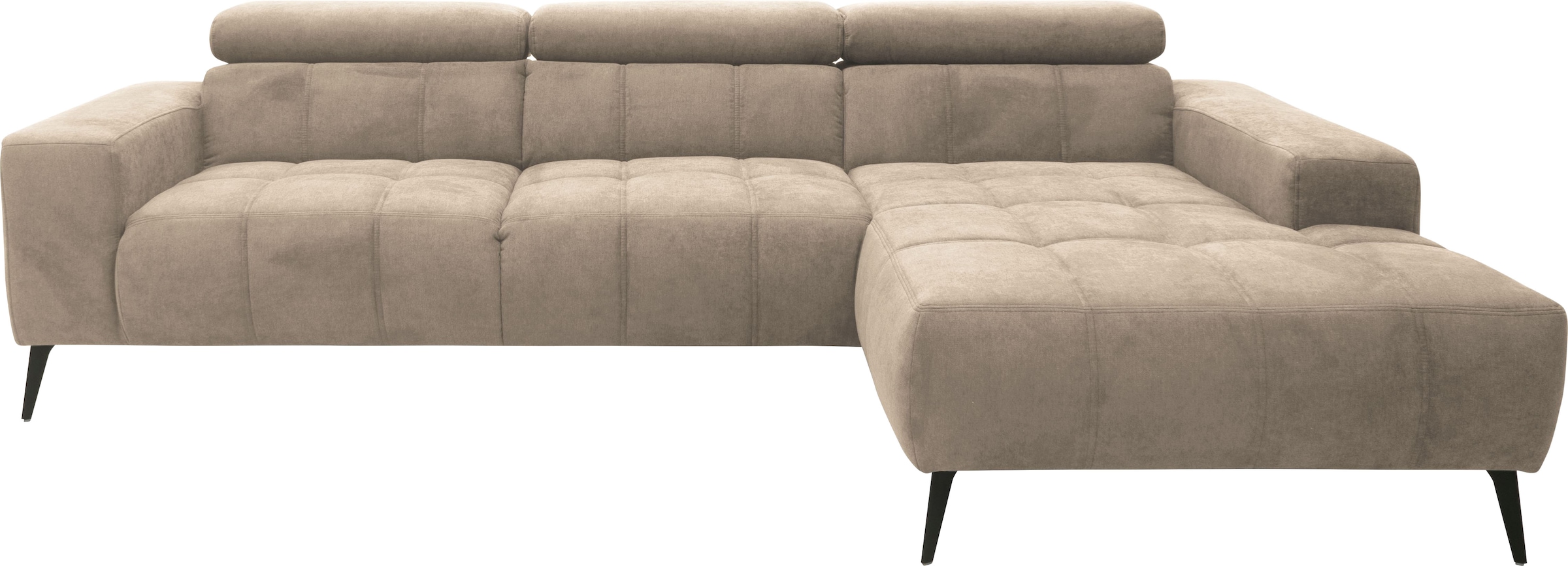 DOMO collection Ecksofa »Trento L-Form, mit Kufenfuss oder Einzelfuss«, wahlweise mit Kopfteilverstellung, Recamiere links/rechts bestellbar