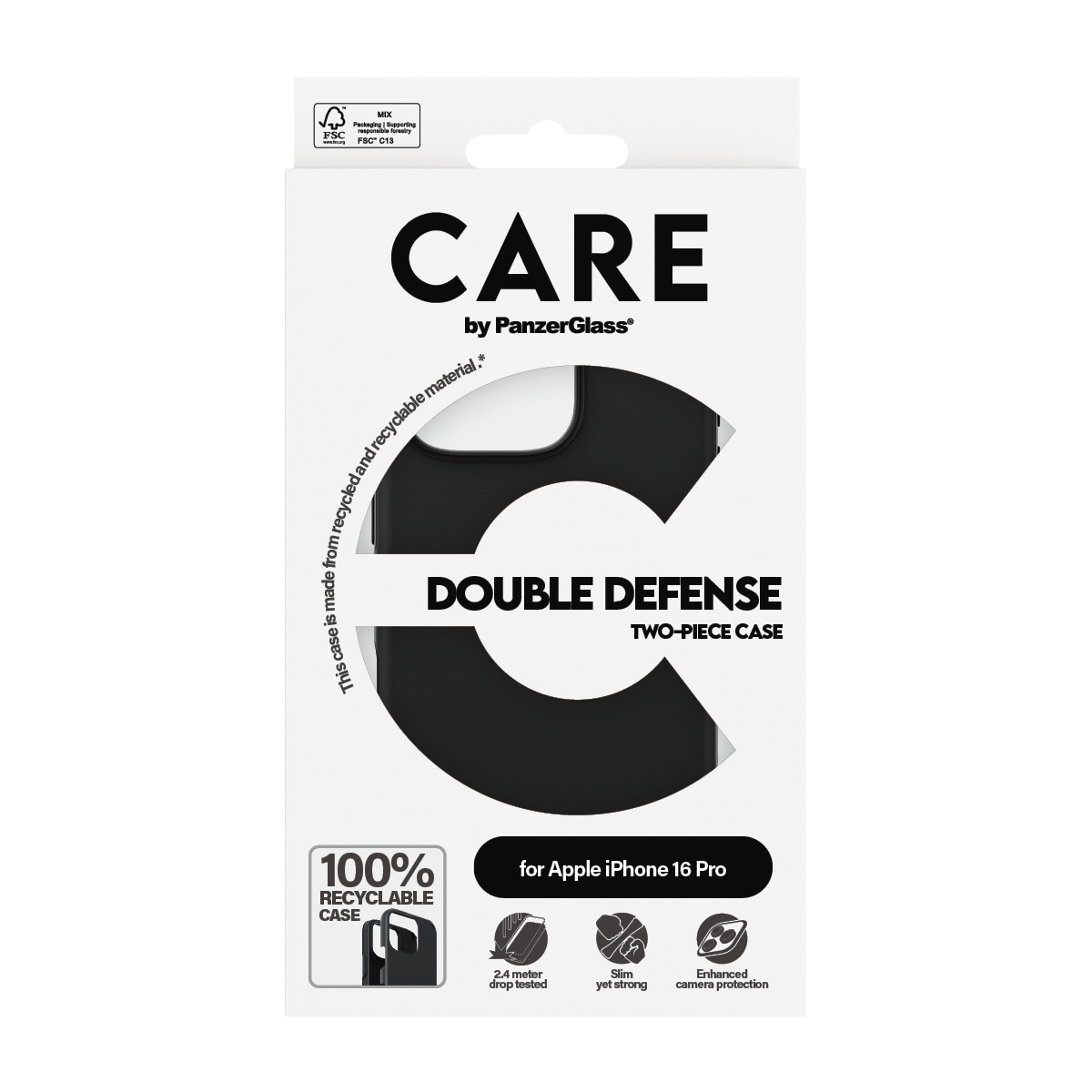 CARE by PanzerGlass Handyhülle »Double Defence Case für Apple iPhone 16 Pro«, Backcover, Schutzhülle, Handyschutzhülle, Case, Schutzcase, stossfest