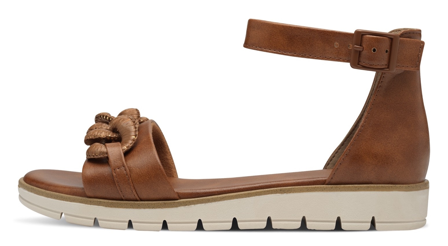 MARCO TOZZI Riemchensandale, Keilabsatz, Sommerschuh, Sandalette, mit Zierkette Ton in Ton