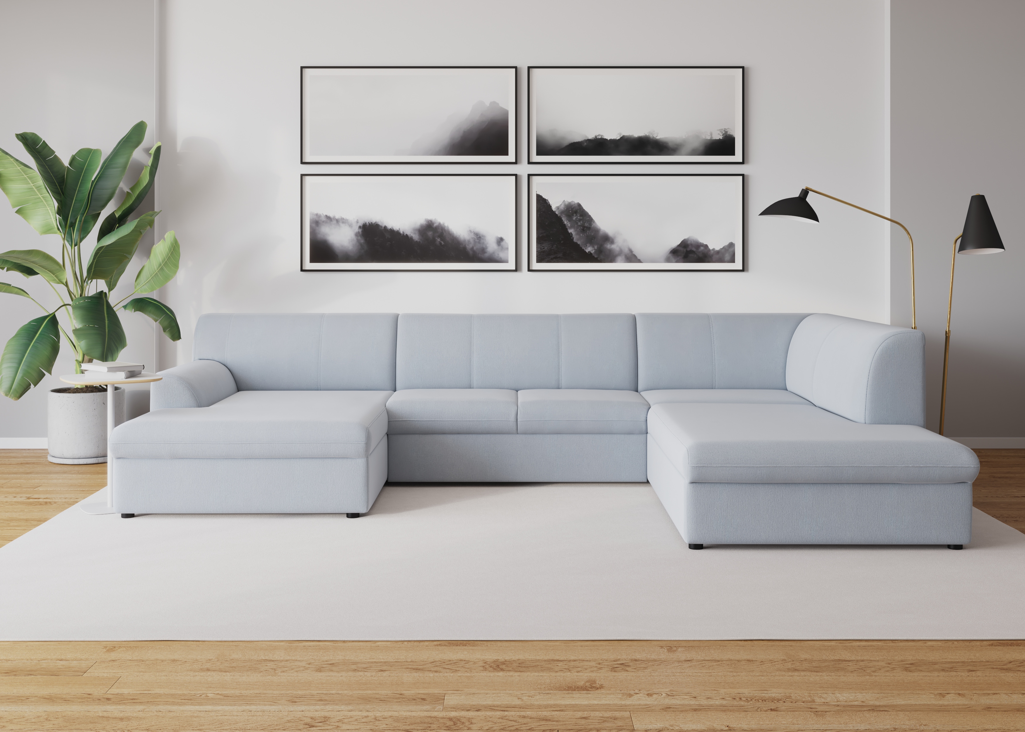 DOMO collection Wohnlandschaft "Topper, elegant und zeitlos, komfortabel, U-Form" wahlweise mit Bettfunktion