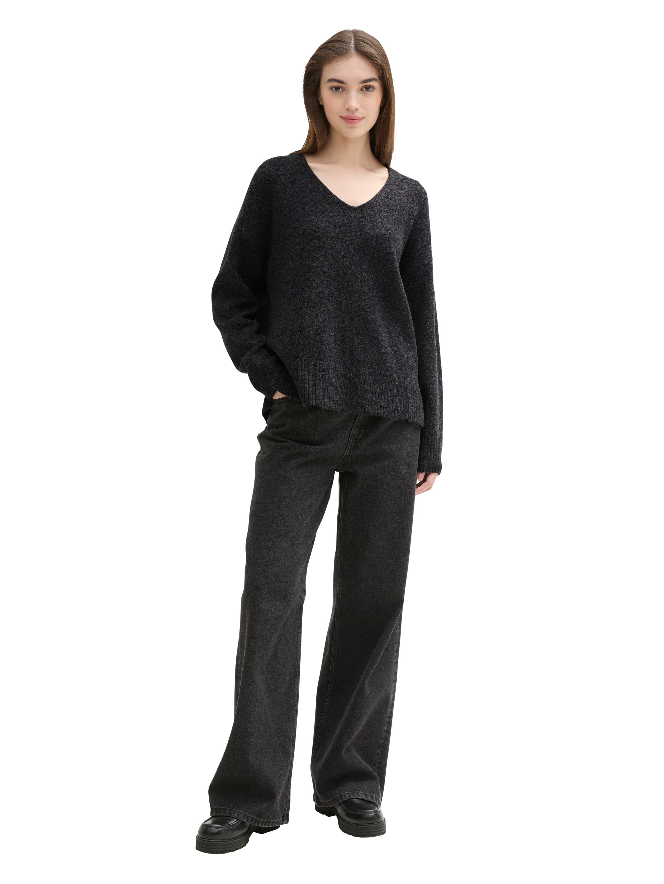 TOM TAILOR Denim Strickpullover, mit V-Ausschnitt