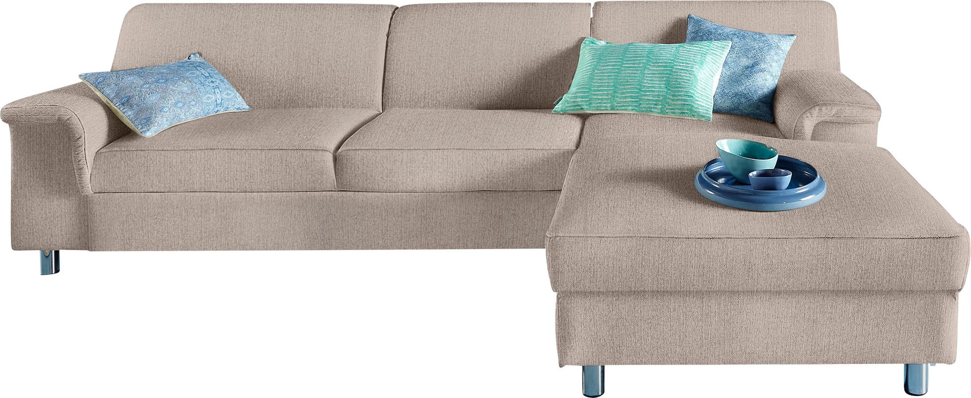 INOSIGN Ecksofa »Jamie, modern und elegant, Fusshöhe 9cm, L-Form,«, wahlweise mit Bettfunktion