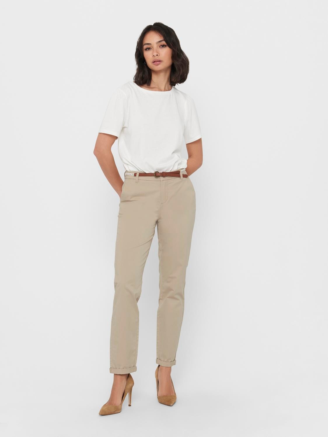ONLY Chinohose »ONLBIANA COTTON BELT CHINO CC PNT«, knöchellange Form mit Umschlagsaum