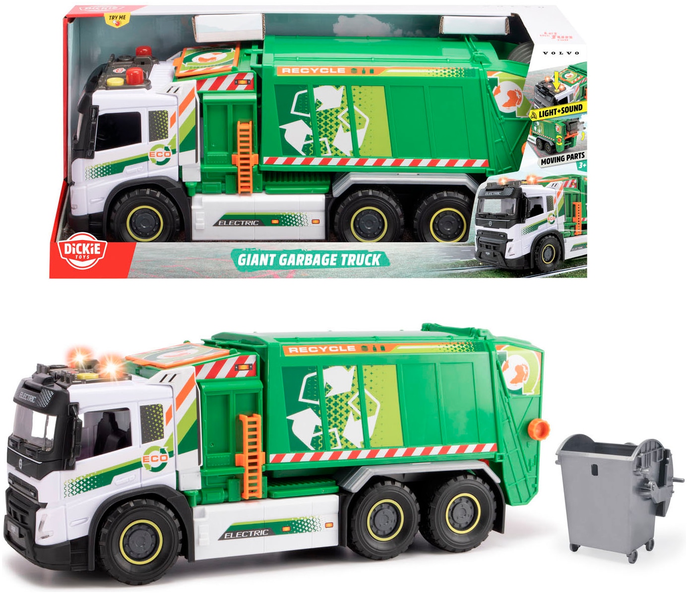 Dickie Toys Spielzeug-Müllwagen "Giant Garbage Truck" mit Licht und Sound