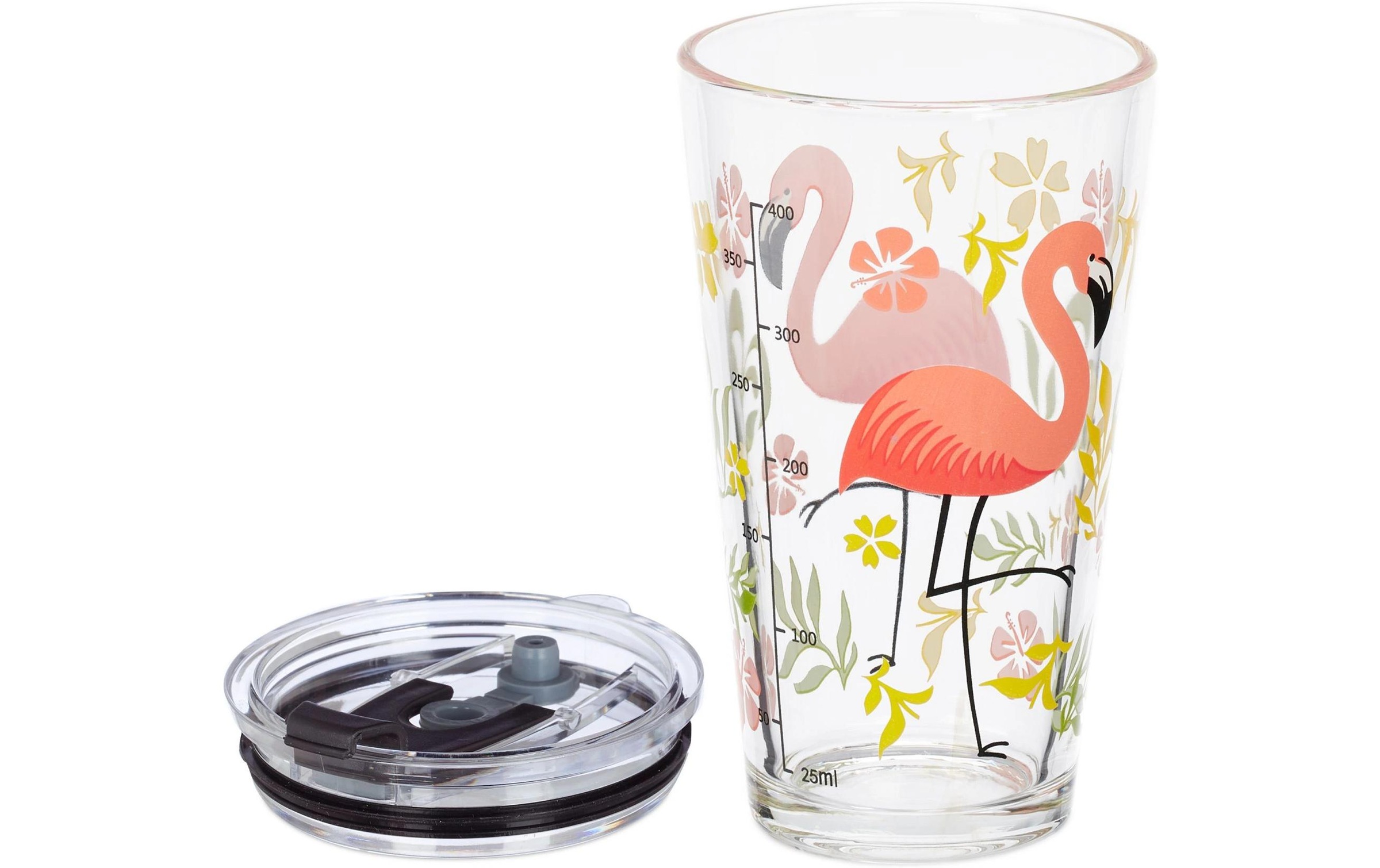relaxdays Glas »Flamingo 4 Stück 450 ml«