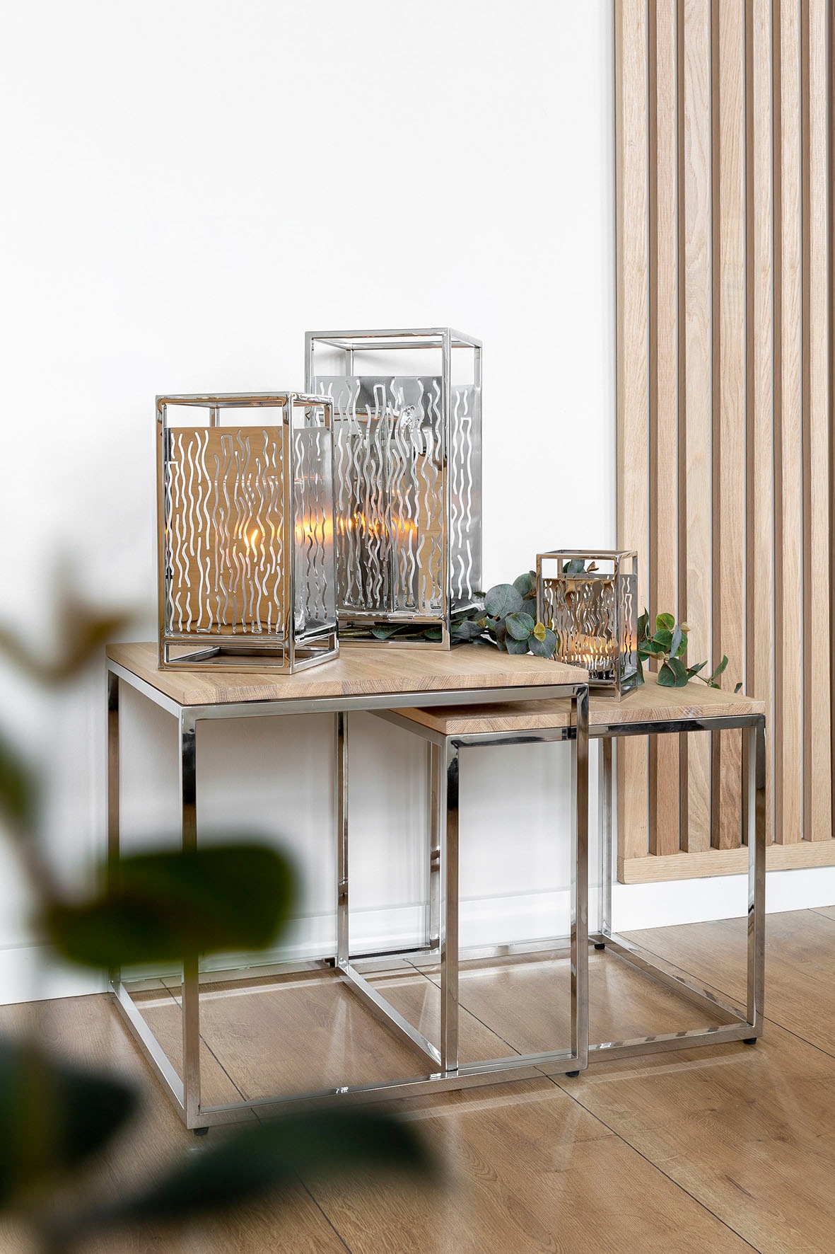 Fink Windlicht "Kerzenhalter NICOSA" aus Edelstahl und Glas, mit ausgestanzten Cut-Outs