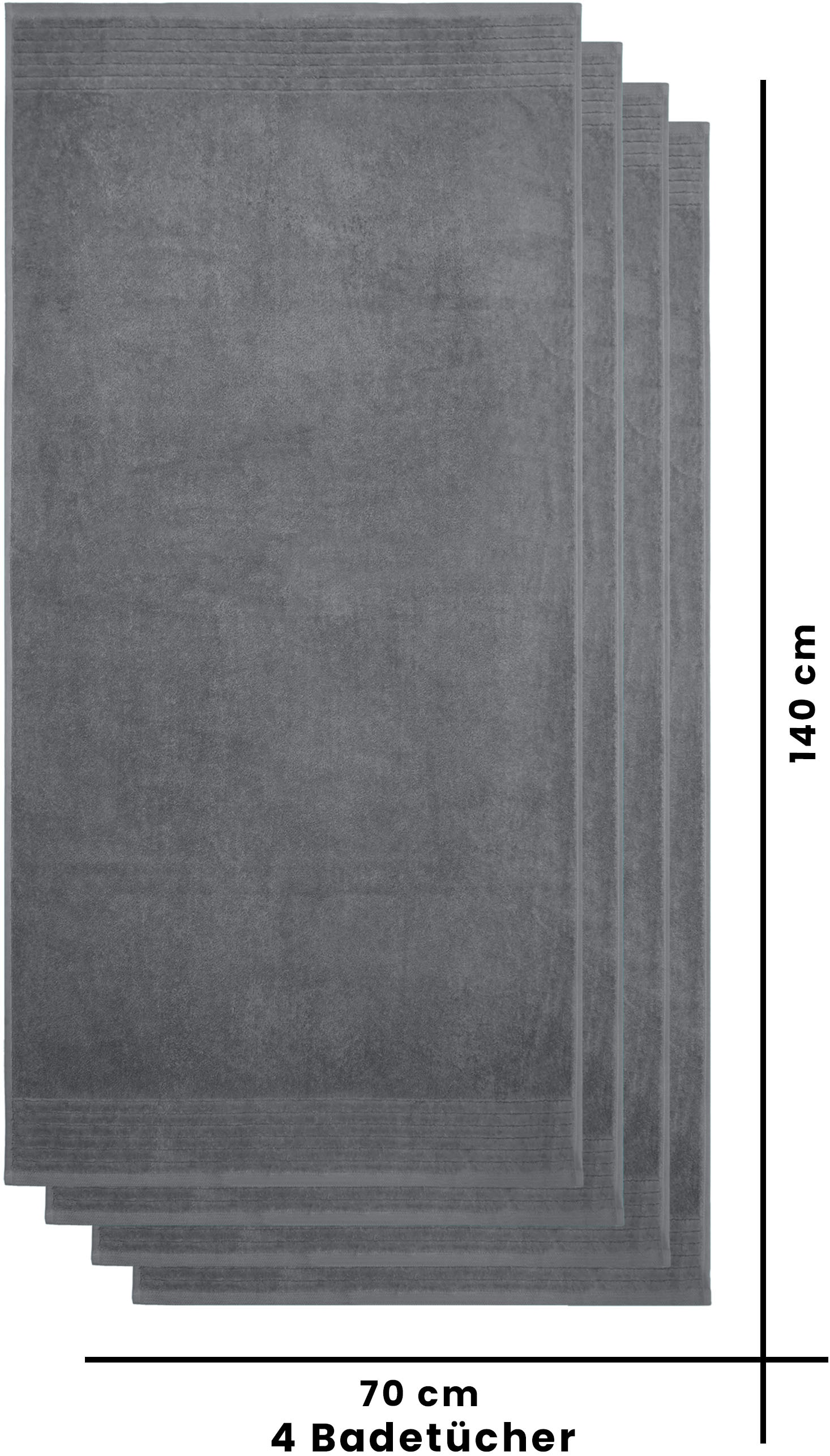 my home Handtücher »Duschtücher Sanremo premium, Premium Handtücher, 600 gr/m²«, (Set, 4 St., 2x 70x140cm), mit Bordüre, einfarbig, flauschig und weich, 70x140cm