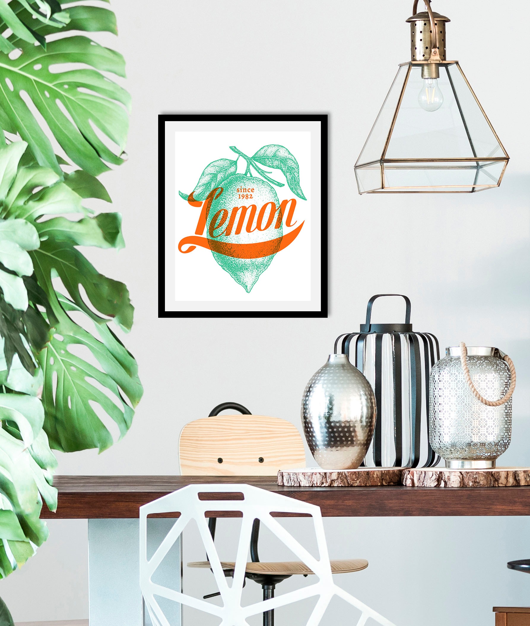 queence Bild »Lemon«, Obst-Obst Bilder-Schriftzug-Figuren-Abstrakt, (1 St.), gerahmt