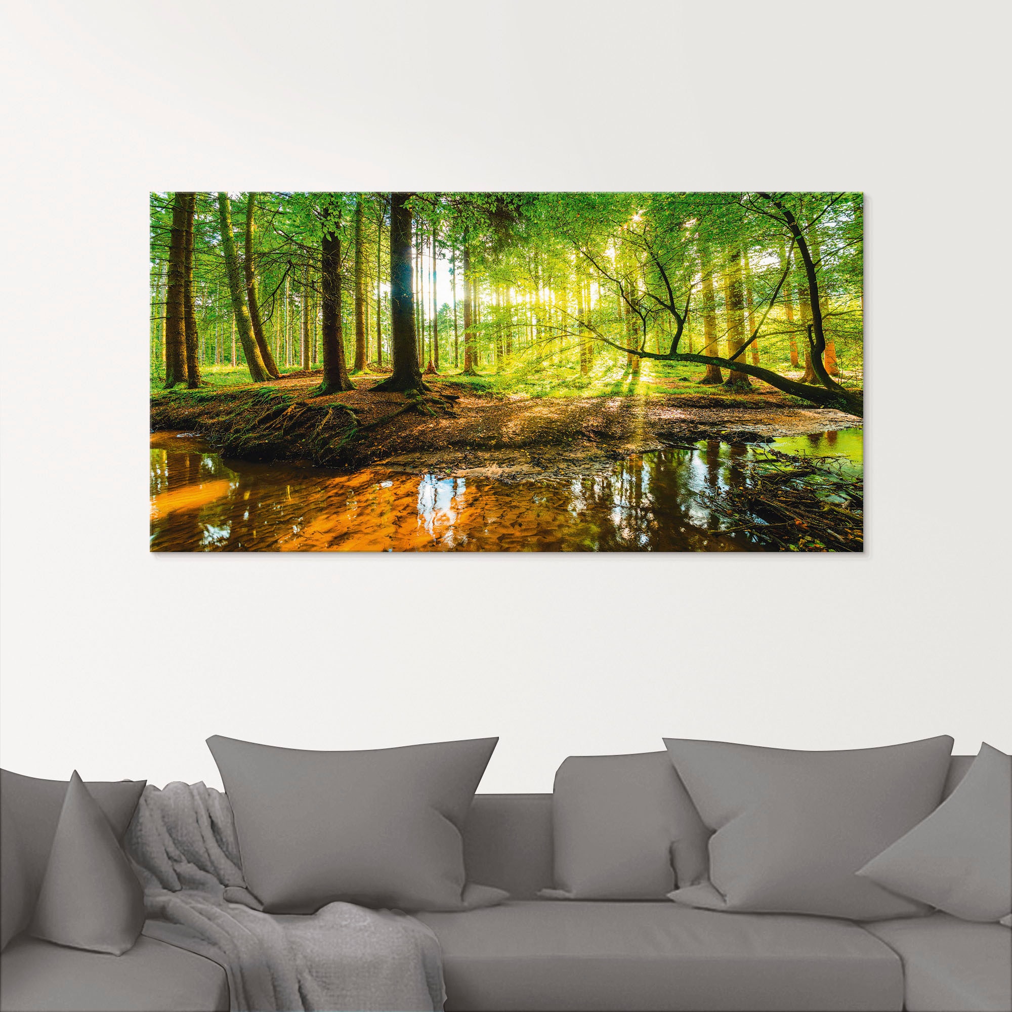 Artland Glasbild "Wald mit Bach" Wald 1 Stk. tlg. in verschiedenen Grössen