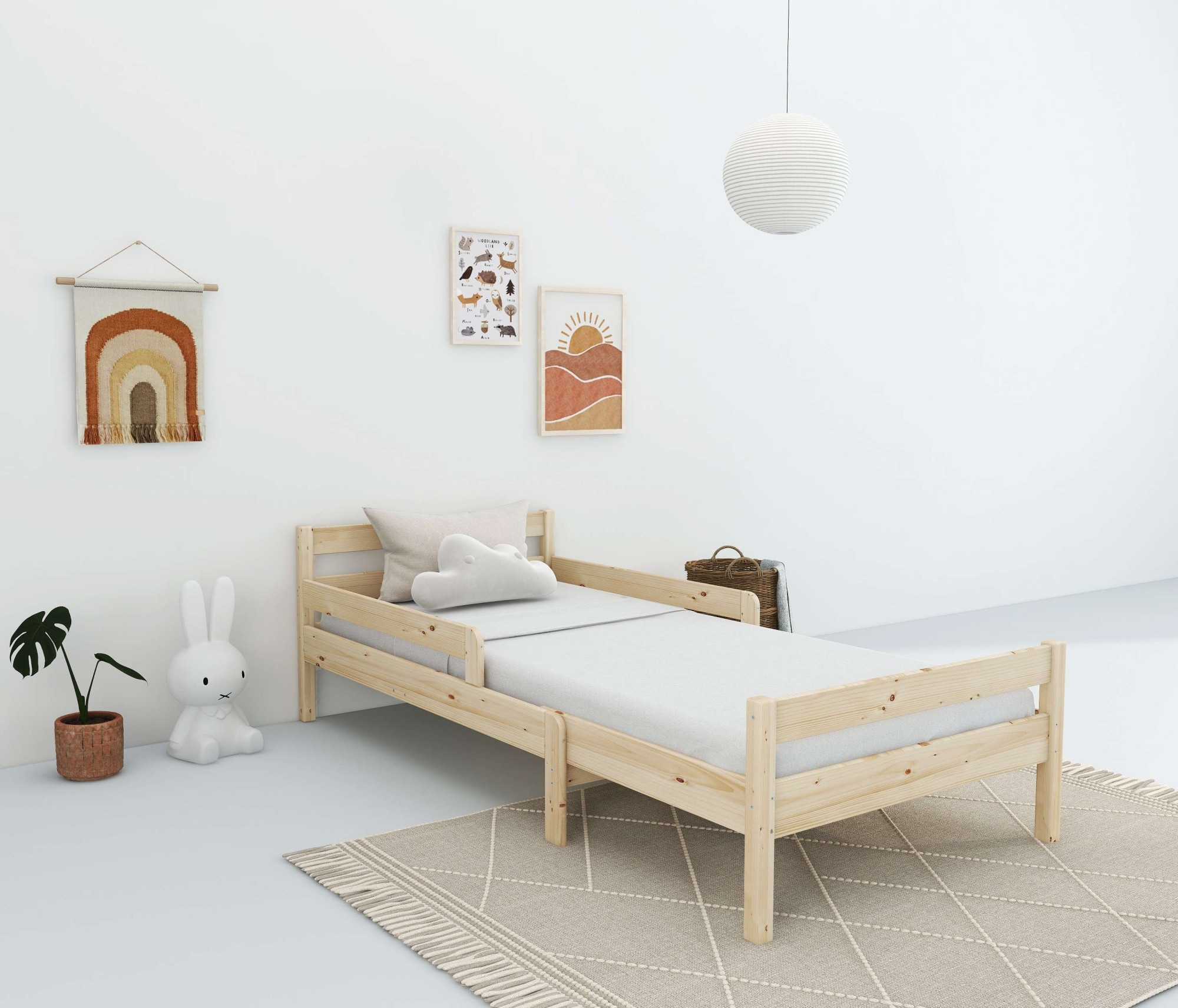 OTTO home Kinderbett »Wenke, Bett, Massivholzbett (90x200 cm)«, aus massiver Kiefer, inklusive Lattenrost, Liegefläche ausziehbar