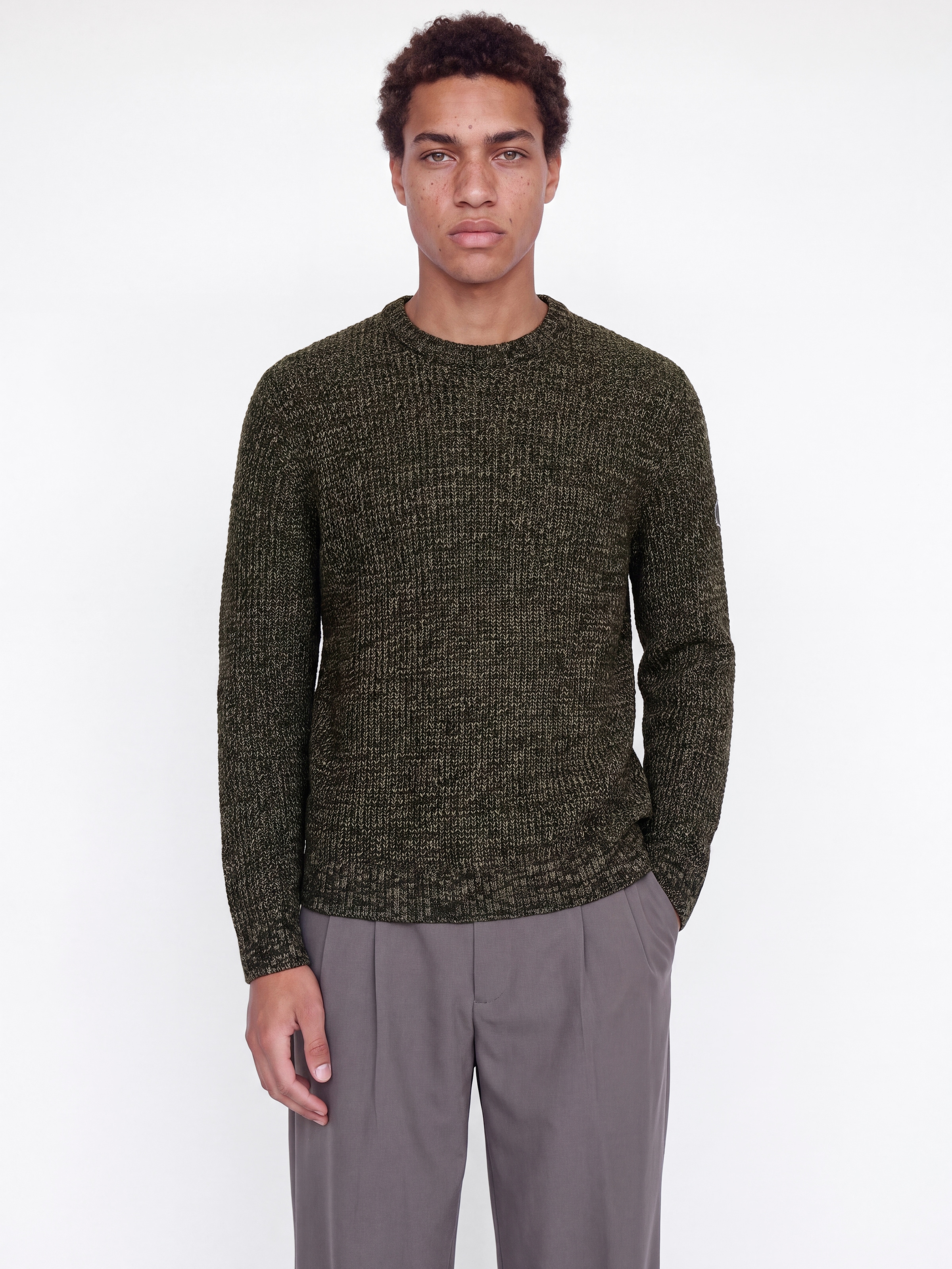 Jack & Jones Rundhalspullover "JJLUKE KNIT CREW NECK AW26" Materialmix, regular fit