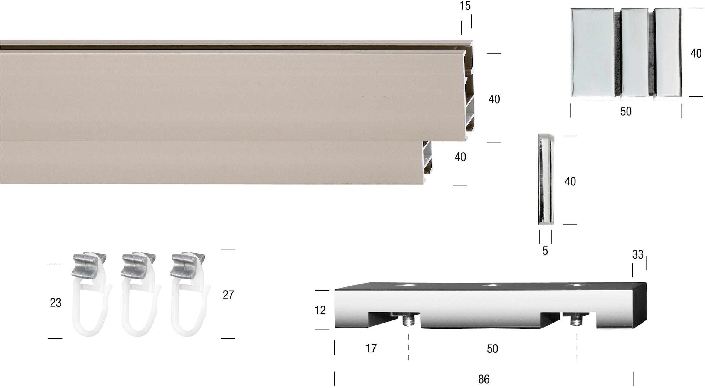 GARESA Gardinenstange »FLAT«, 2 läufig-läufig, Wunschmasslänge, Rechteckprofil, Deckenmontage, perfekter Lauf, modern, verlängerbar