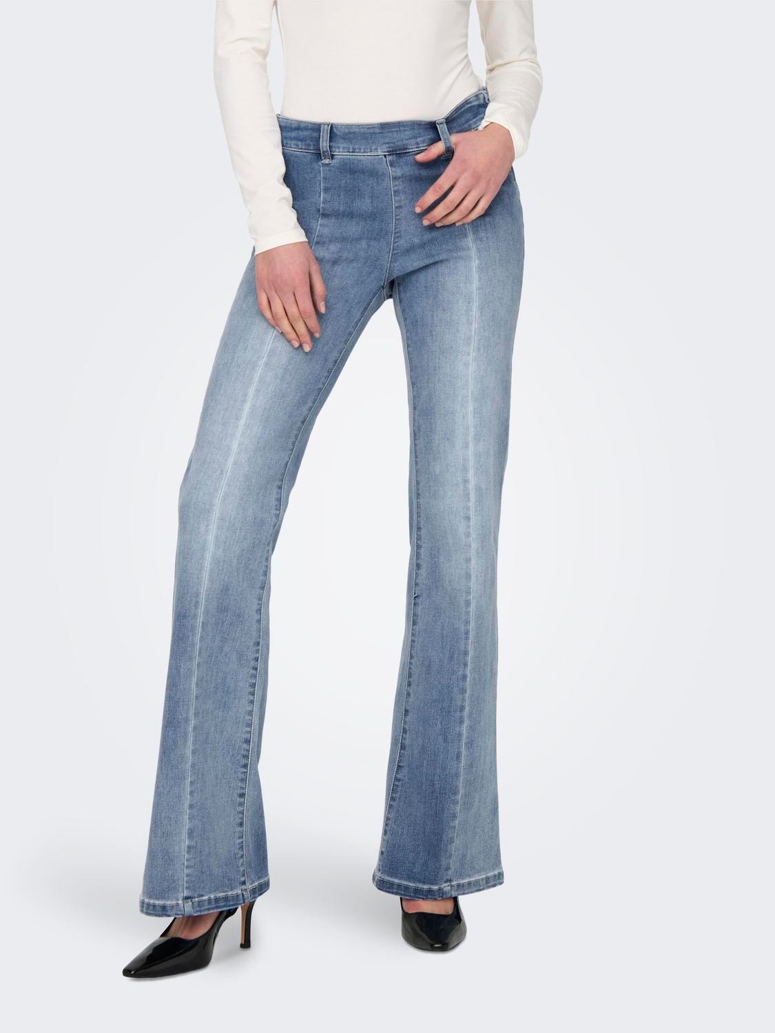 Bootcut-Jeans »ONLWAUW MID FLARED ZIP CUT DNM«